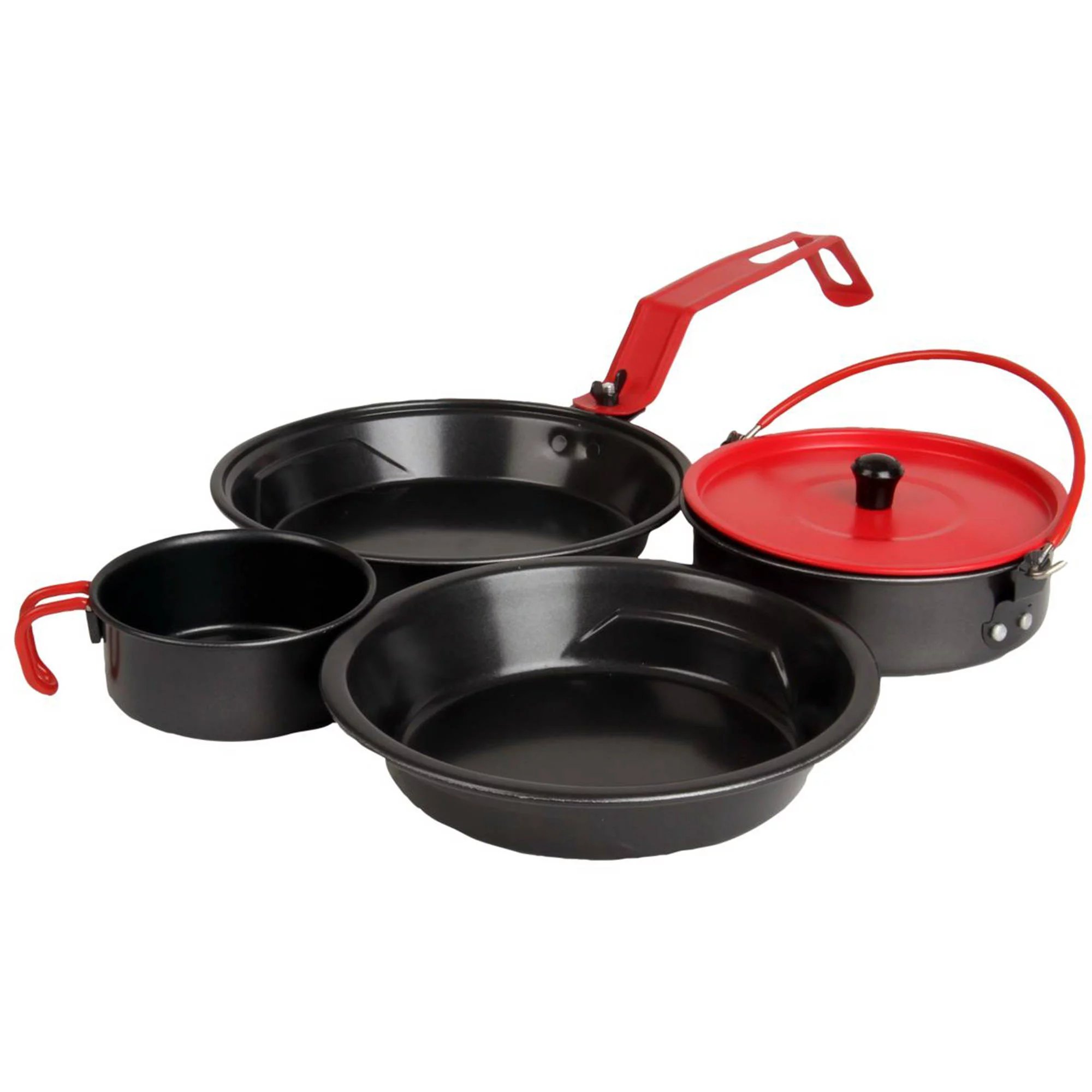 Coleman 5 Pieces Aluminum Camping Mess Kits, Red/Black