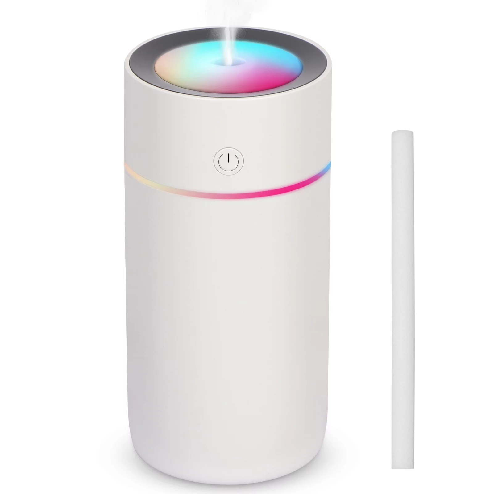 Skycase Colorful Mini Humidifier,320ml Small Cool Mist Humidifier,Colorful Portable USB Personal Desktop humidifiers for bedroom,Large Room, Car,Office Room,White