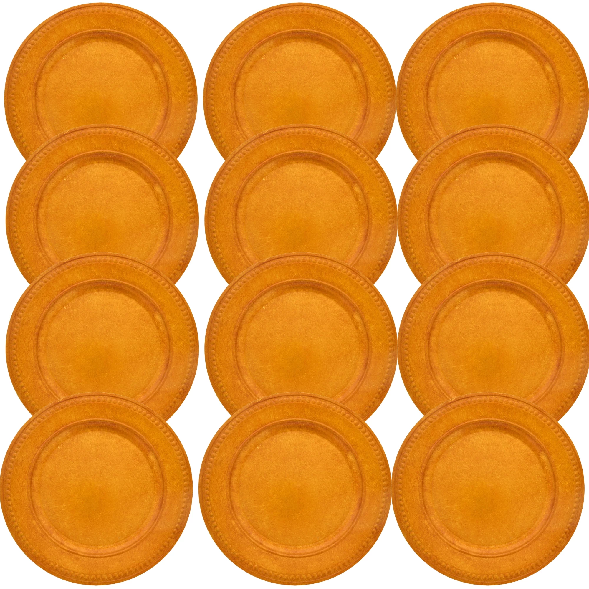 Antique Gold Plastic Charger Plates with Beaded Rims 13in Round Plastic Service Plate for Home Dinner Party Weddings Christmas New year Holiday Party Tables Decor Set of 12 & CUSTOM Storage Carrier