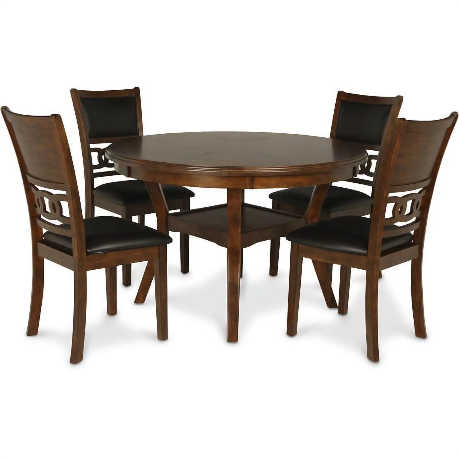 New Classic Furniture Gia Solid Wood 5-Piece Round Dining Set in Brown