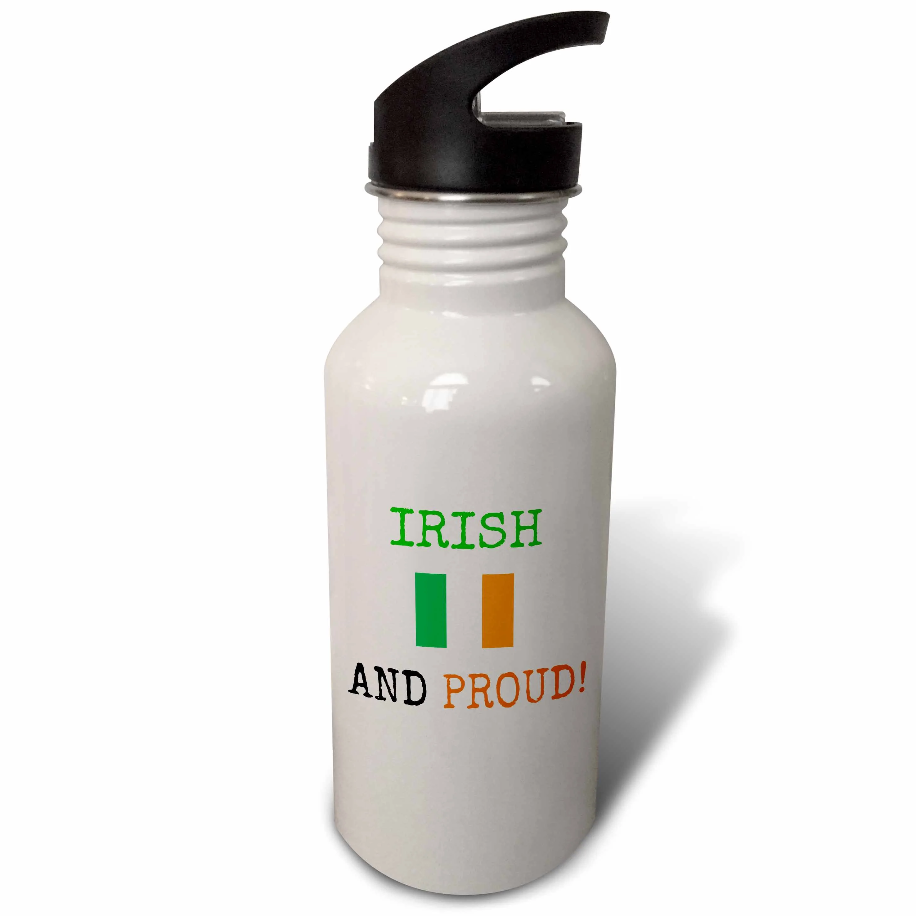 Irish and proud, green and orange letters with picture of Ireland flag 21 oz Sports Water Bottle wb-180053-1