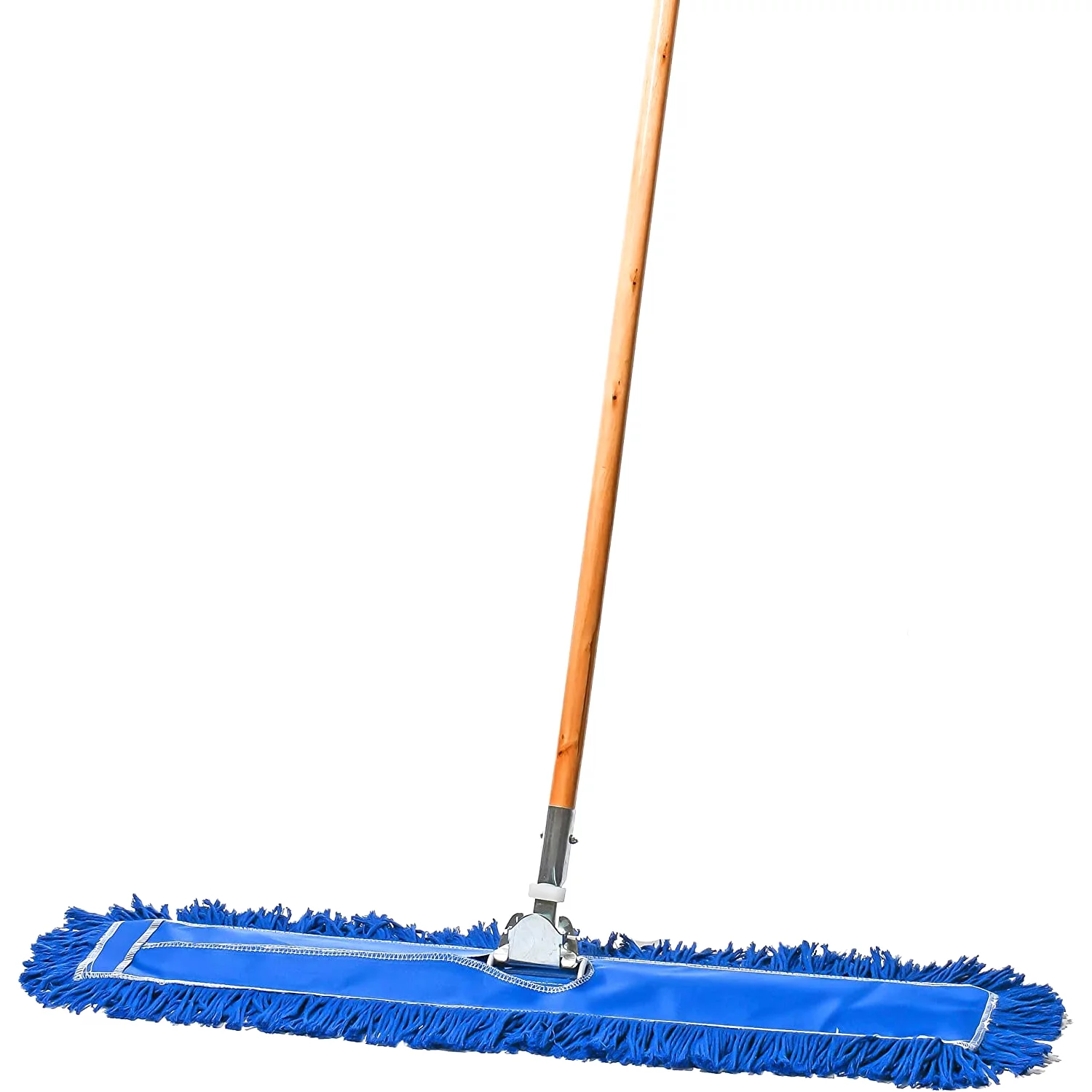 Tidy Tools Industrial Dust Mop for Floor Cleaning, Floor Mop Wood Handle, 30 Inch Cotton/Nylon Head, Blue