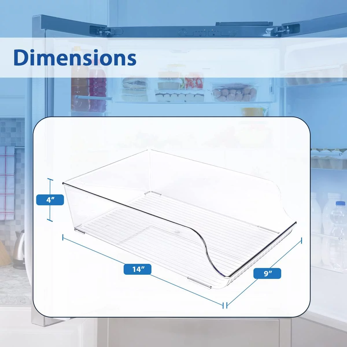 4 Pack Clear Water Bottle Dispenser Organizer Bins For Refrigerator - BPA-Free - Fridge Tray For Drinks Soda Cans & - Perfect Refrigerator Organization & Storage