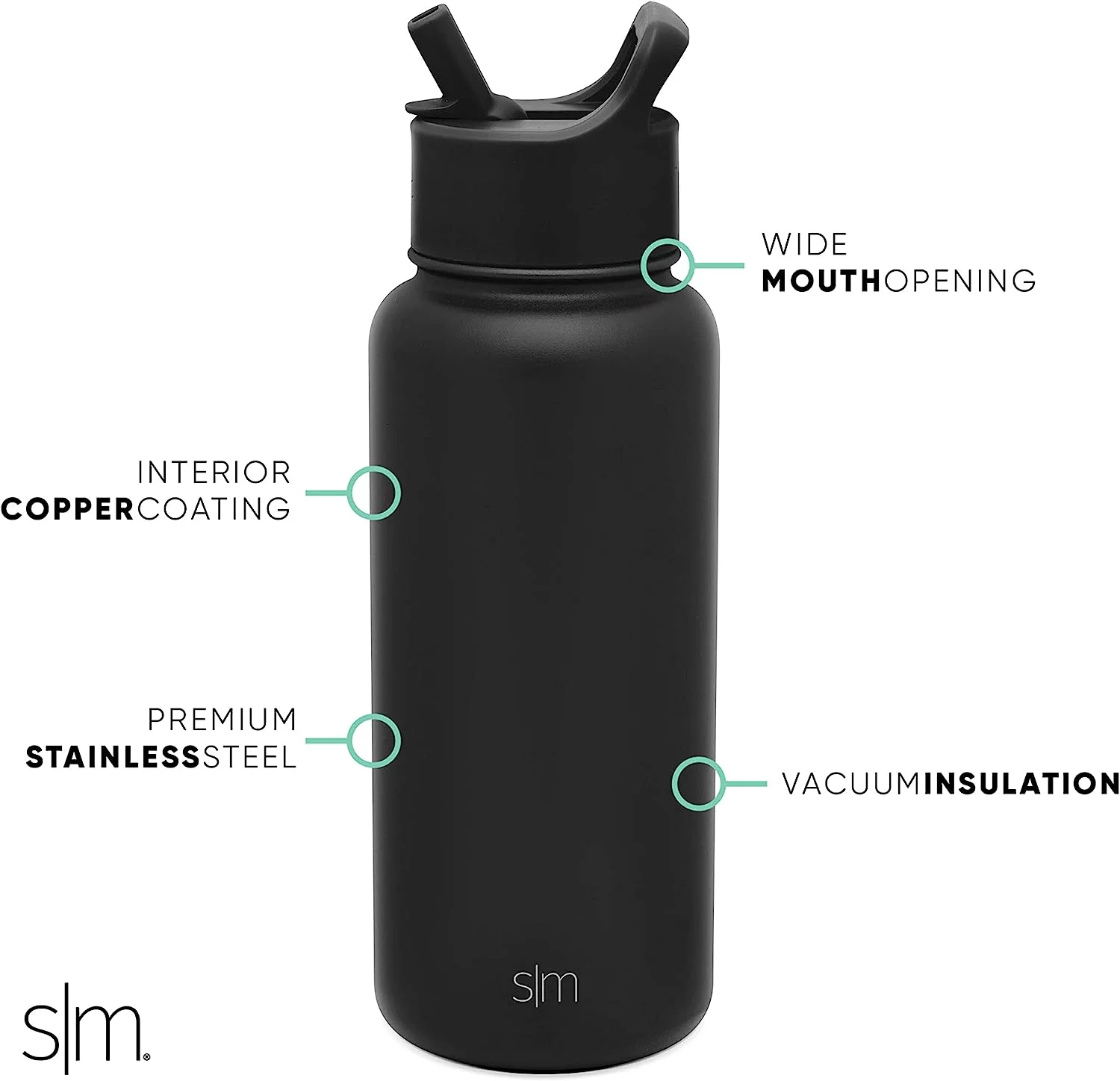 Simple Modern Water Bottle with Straw Lid Vacuum Insulated Stainless Steel Metal Thermos Bottles