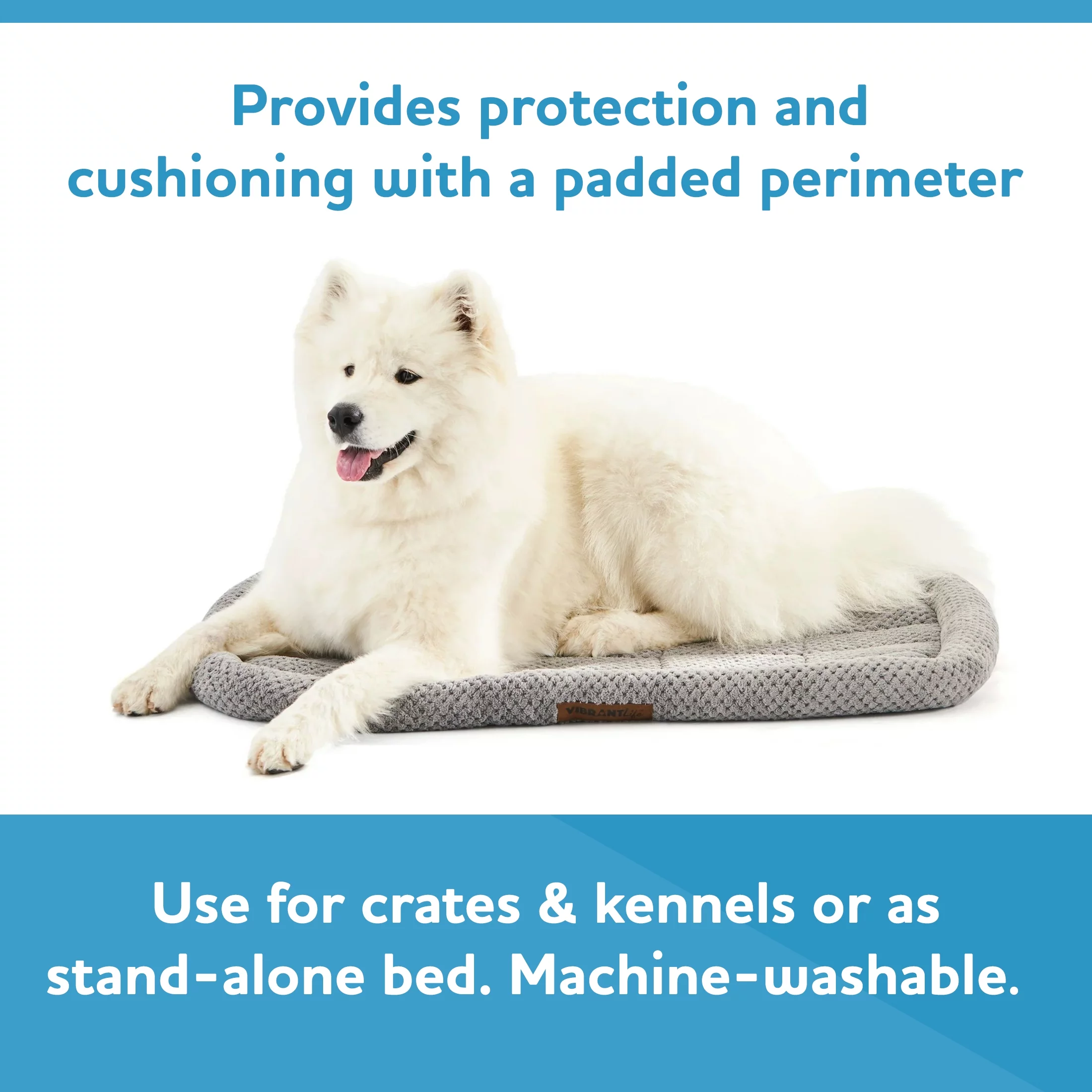 Vibrant Life Large Cozy Luxe Crate Mat Pet Bed, Gray