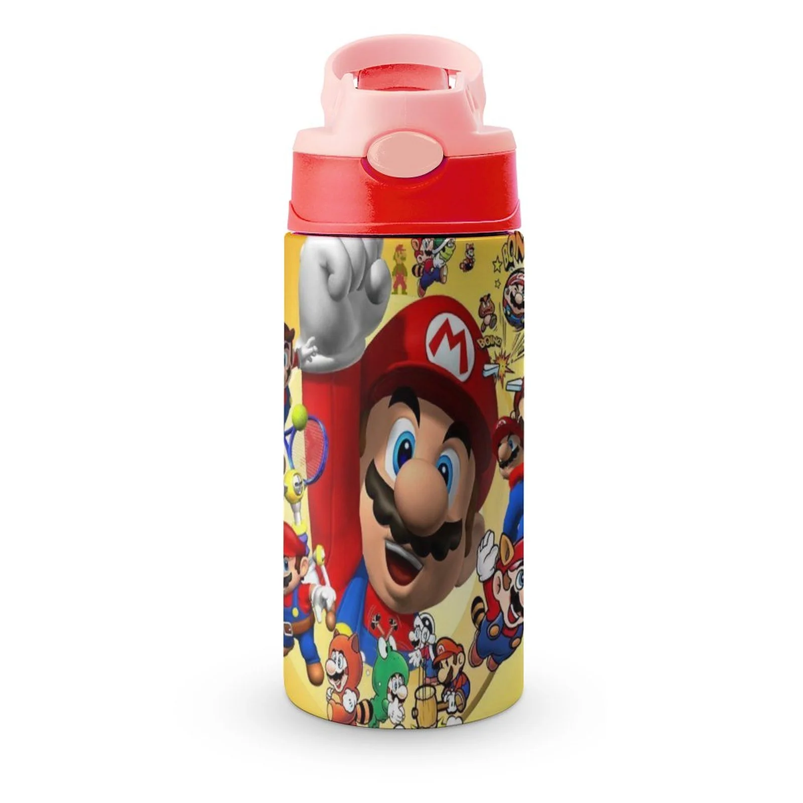 Super Mario Kid's Insulated Water Bottle With Straw Vacuum Stainless Steel Cup Leak-Proof Children Toddler Thermoses