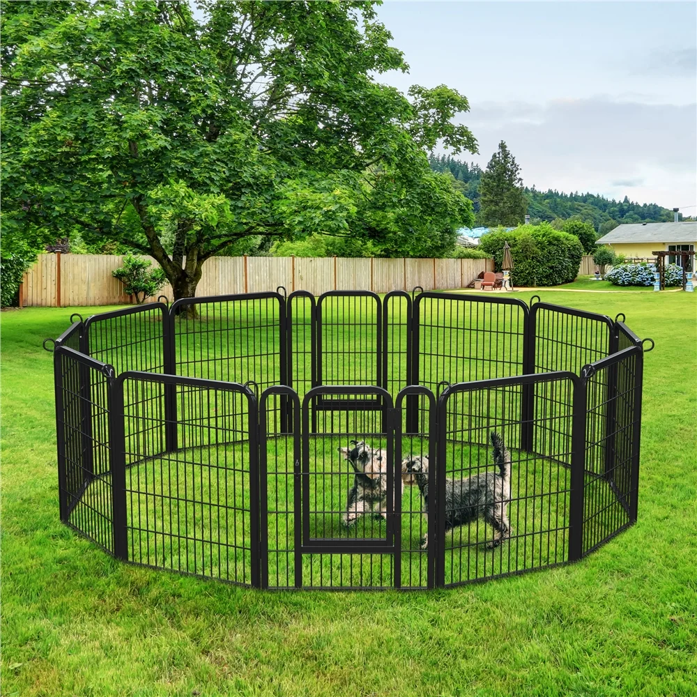 Yaheetech 31.5''H 12 Panels Dog Playpen, Black