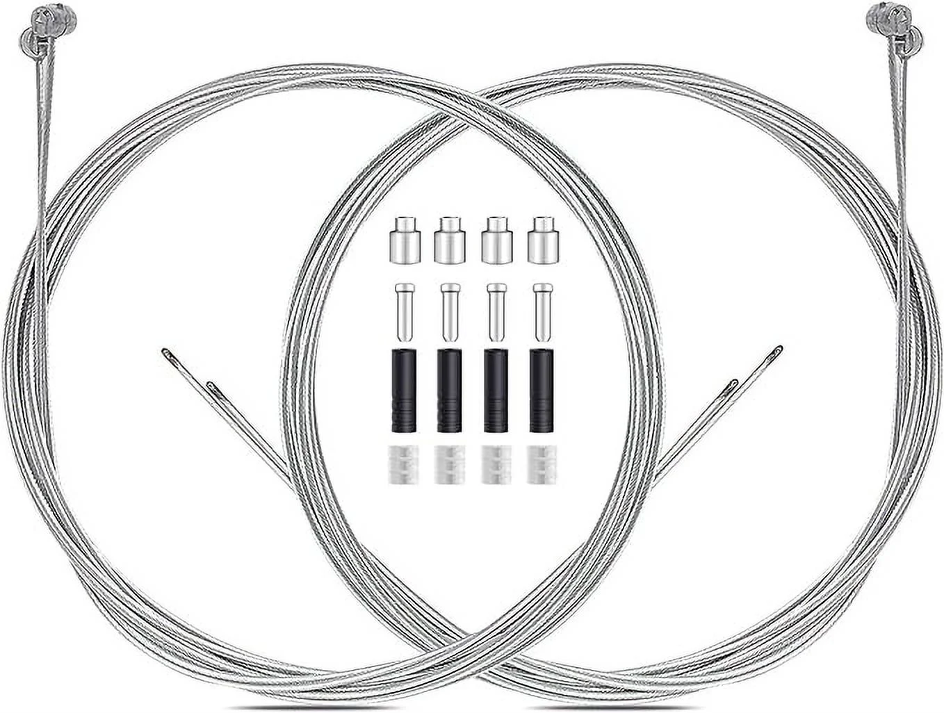 4PCS Premium Bike Brake Cable Set,Universal Standard Bicycle Brake Cable, Professional Bicycle Brake line For Front and Rear Mountain MTB or Road Bikes,include Free Cable Cap End Crimps accessories 2M