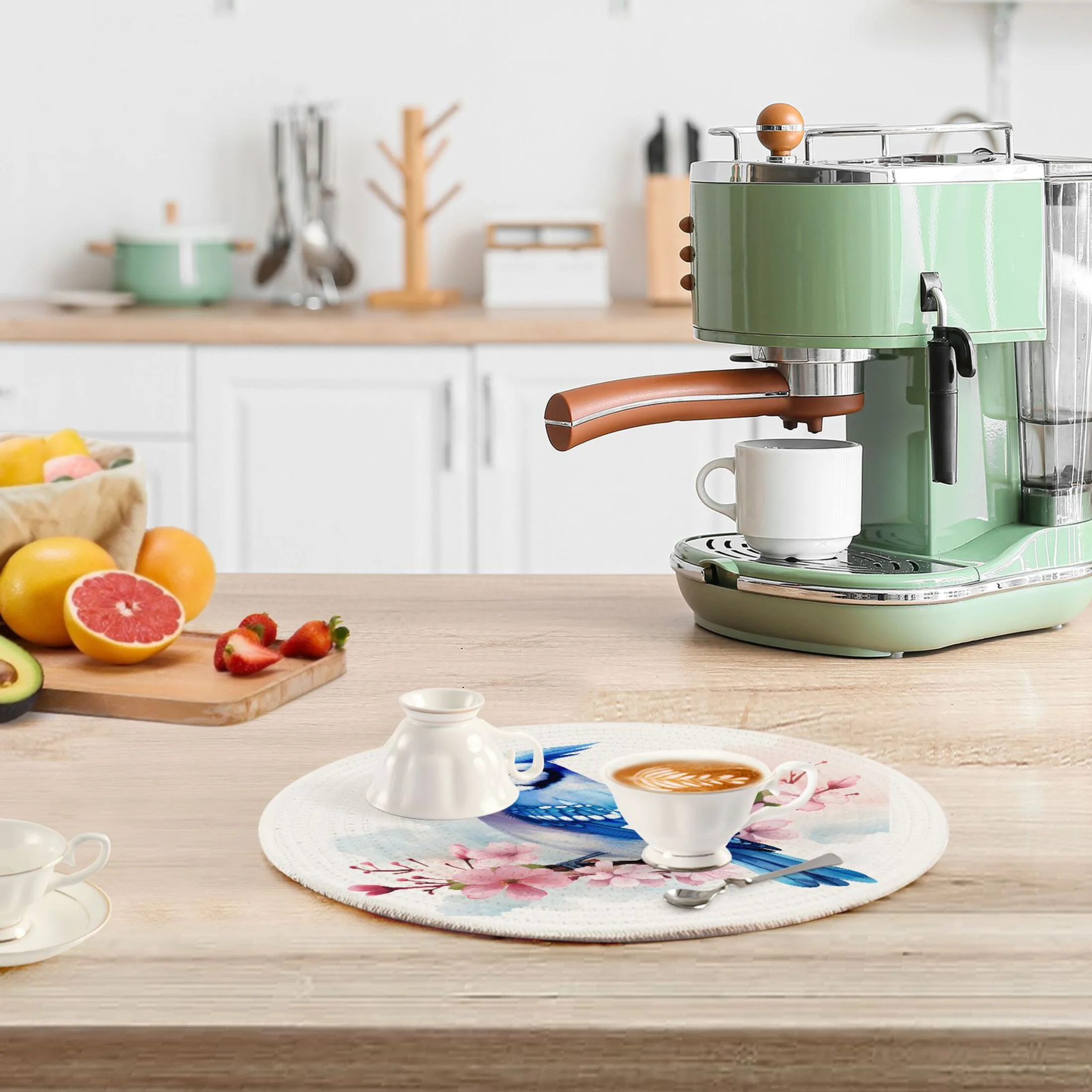 Birds and Cherry Flowers 3 PCs Pot Holders Trivets Kitchen 15