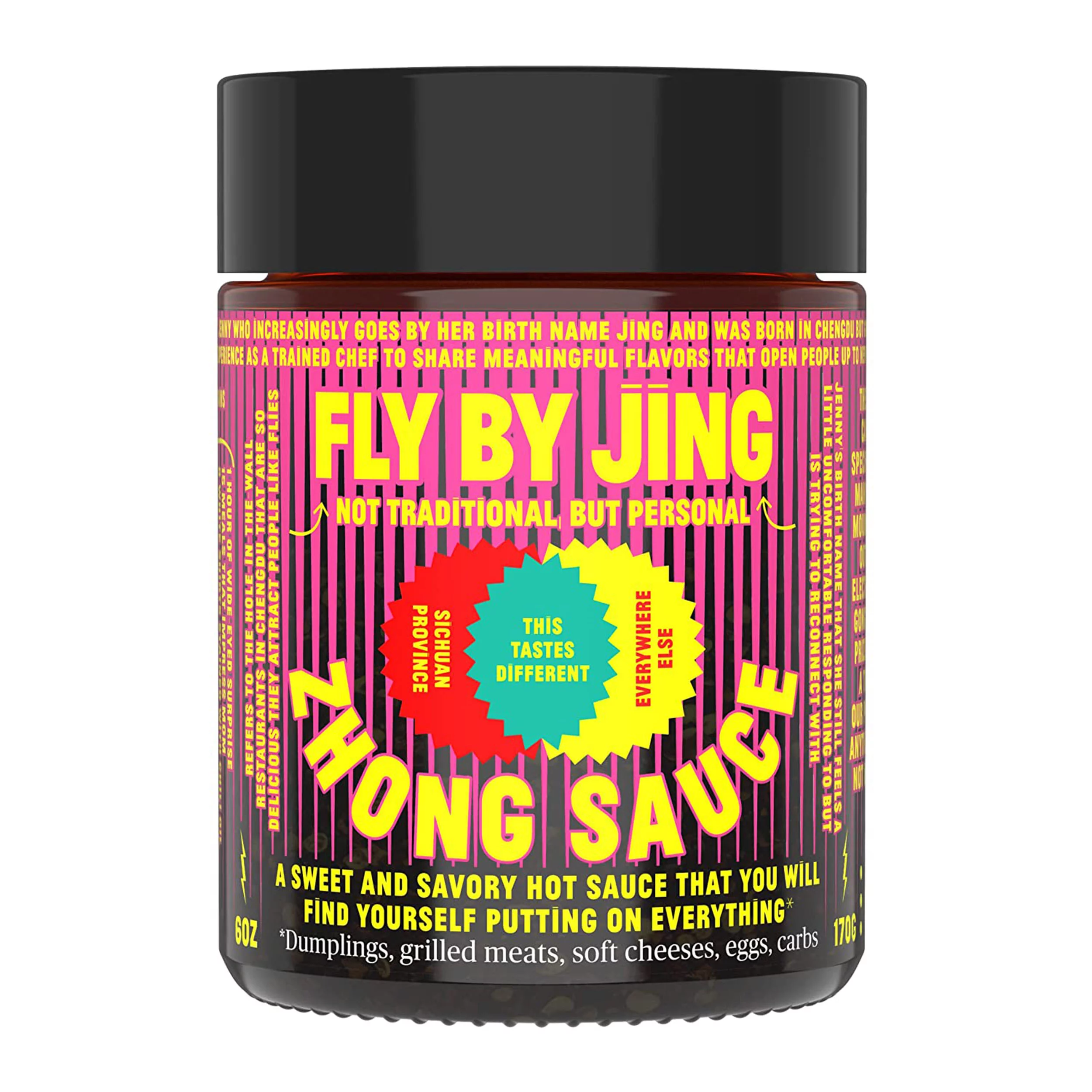 Fly By Jing Zhong Hot Sichuan Chili Sauce 6 Oz. with Bonus Gold Stainless Steel Sauce Spoon (2-Pc Set)