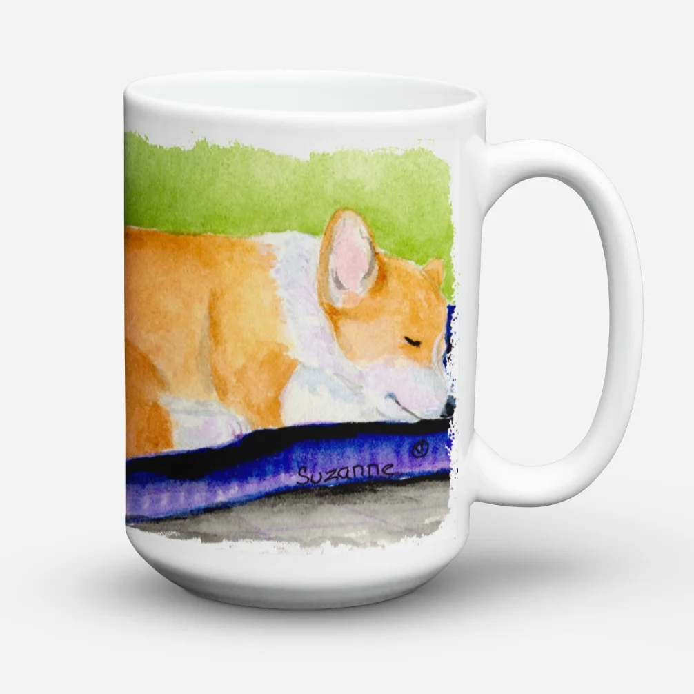 Caroline's Treasures SS8920CM15 Corgi Dishwasher Safe Microwavable Ceramic Coffee Mug, 15 oz, Multicolor -