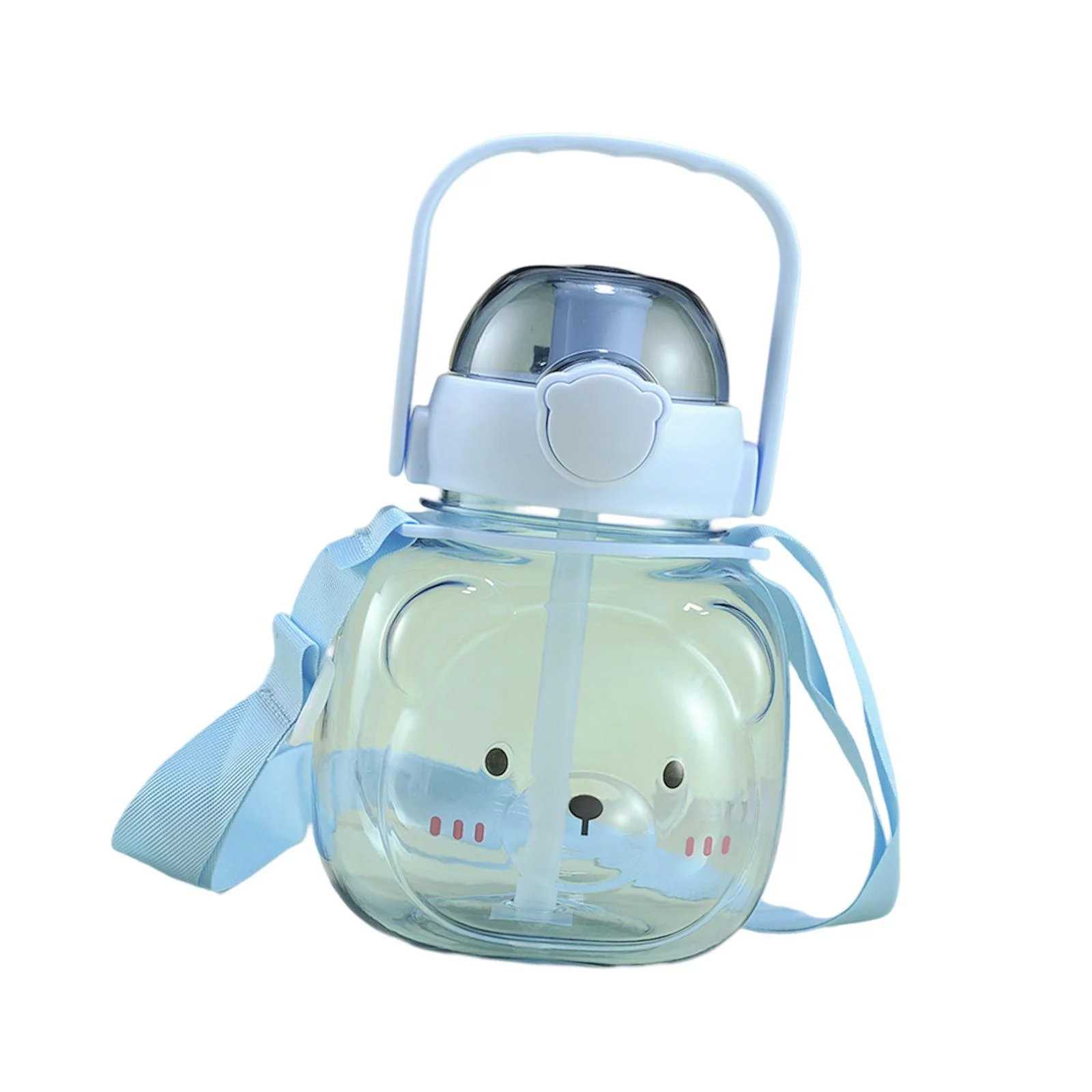 900ml Sports Drinking Water Bottle with Straw, Large Capacity Children Water Bottle, Cute Drinking Water Bottle for Cycling, Office Kids Adults Dark blue