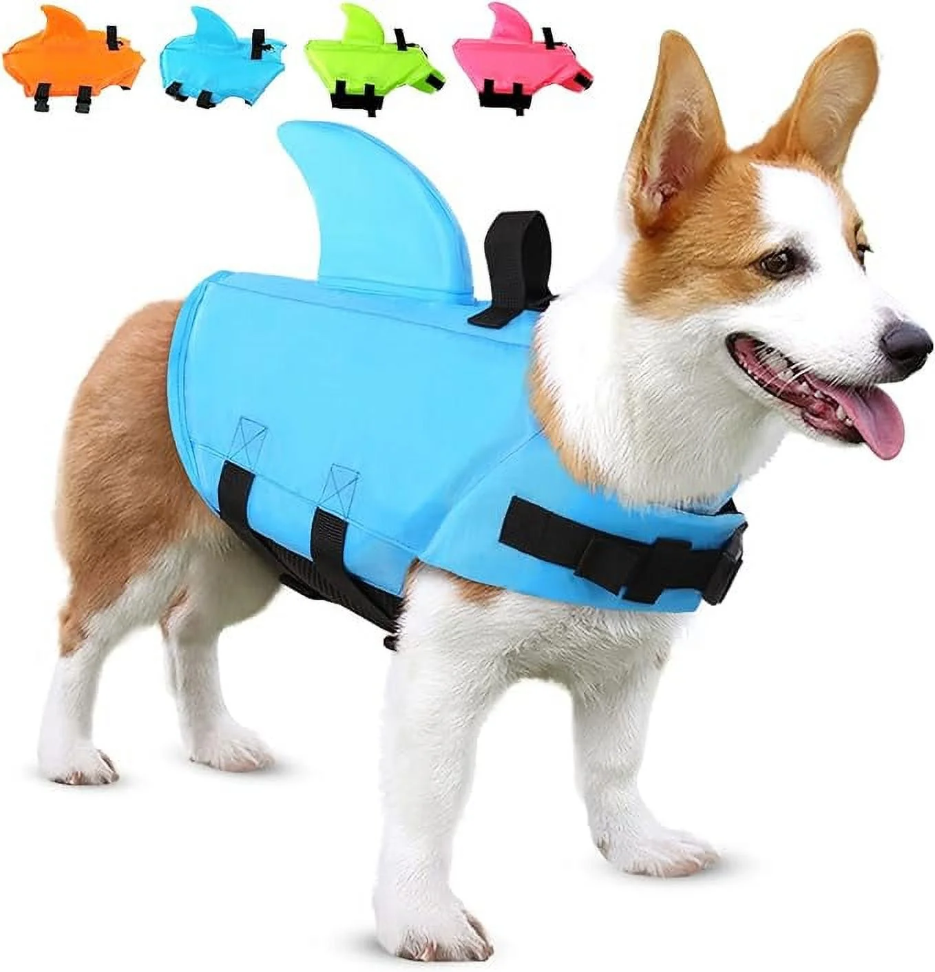 SUNFURA Dog Shark Life Jacket, Ripstop Dog Life Vest Puppy Floats for Swimming Pool with Rescue Handle & Superior Buoyancy, Small Medium Dog Life Jackets Pet Life Preserver for Boating (Blue,XS)