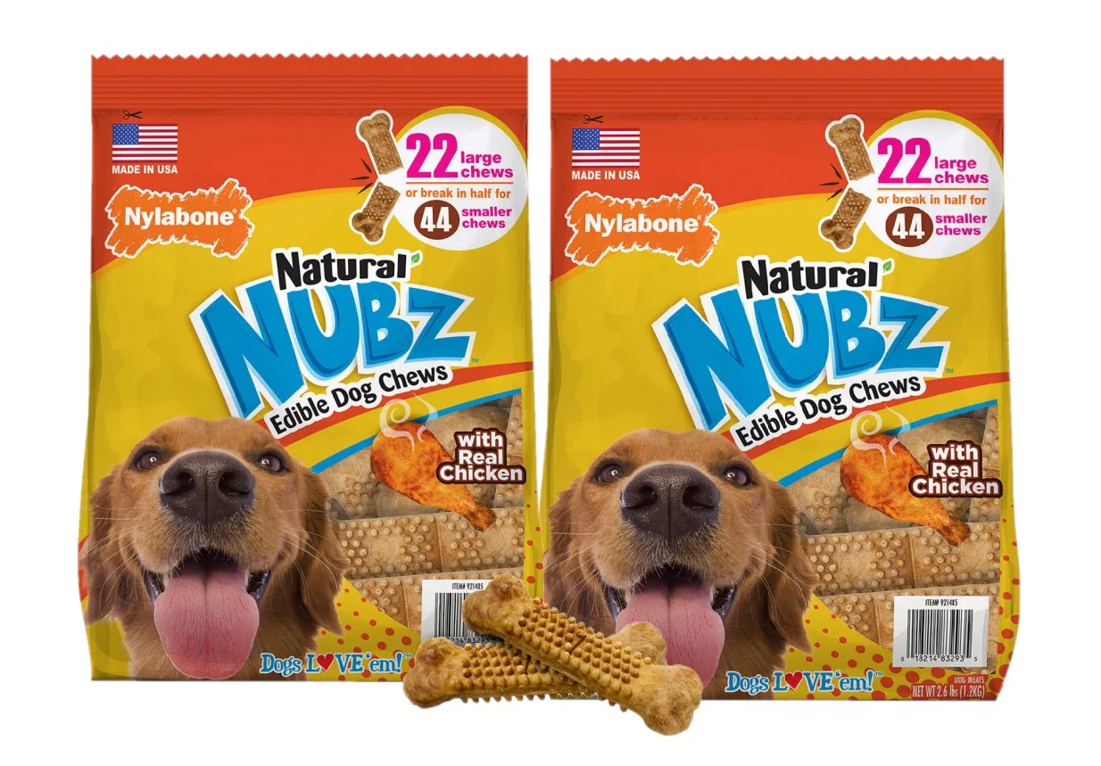 2 Pack | Nylabone NUBZ Dog Chews, 22 Count