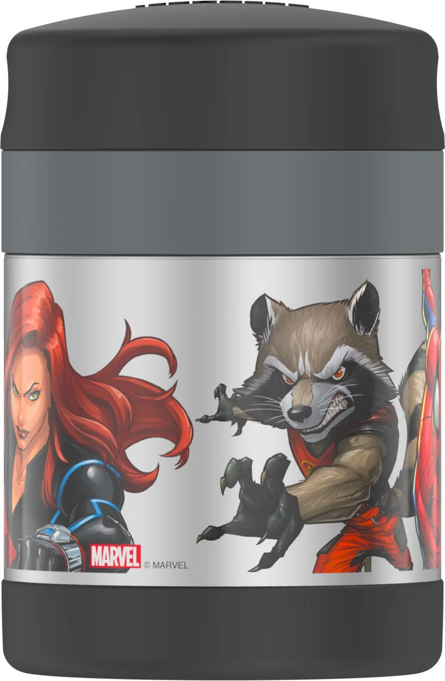 Thermos Vacuum Insulated Funtainer Food Jar with Spoon, Marvel Universe, 10 ounce
