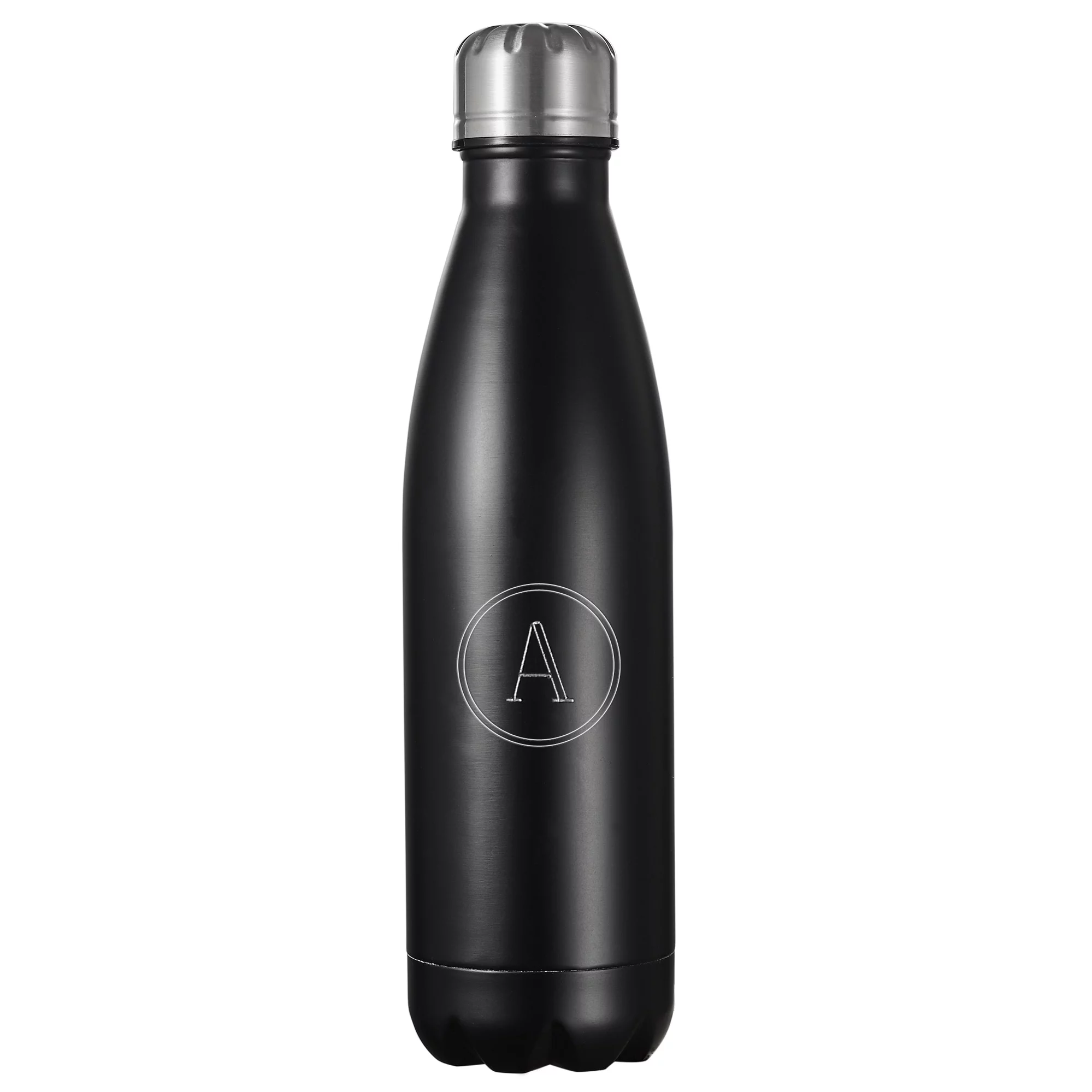 Visol  Marina Black Matte Insulated Water Bottle 16oz with Engraved Initial