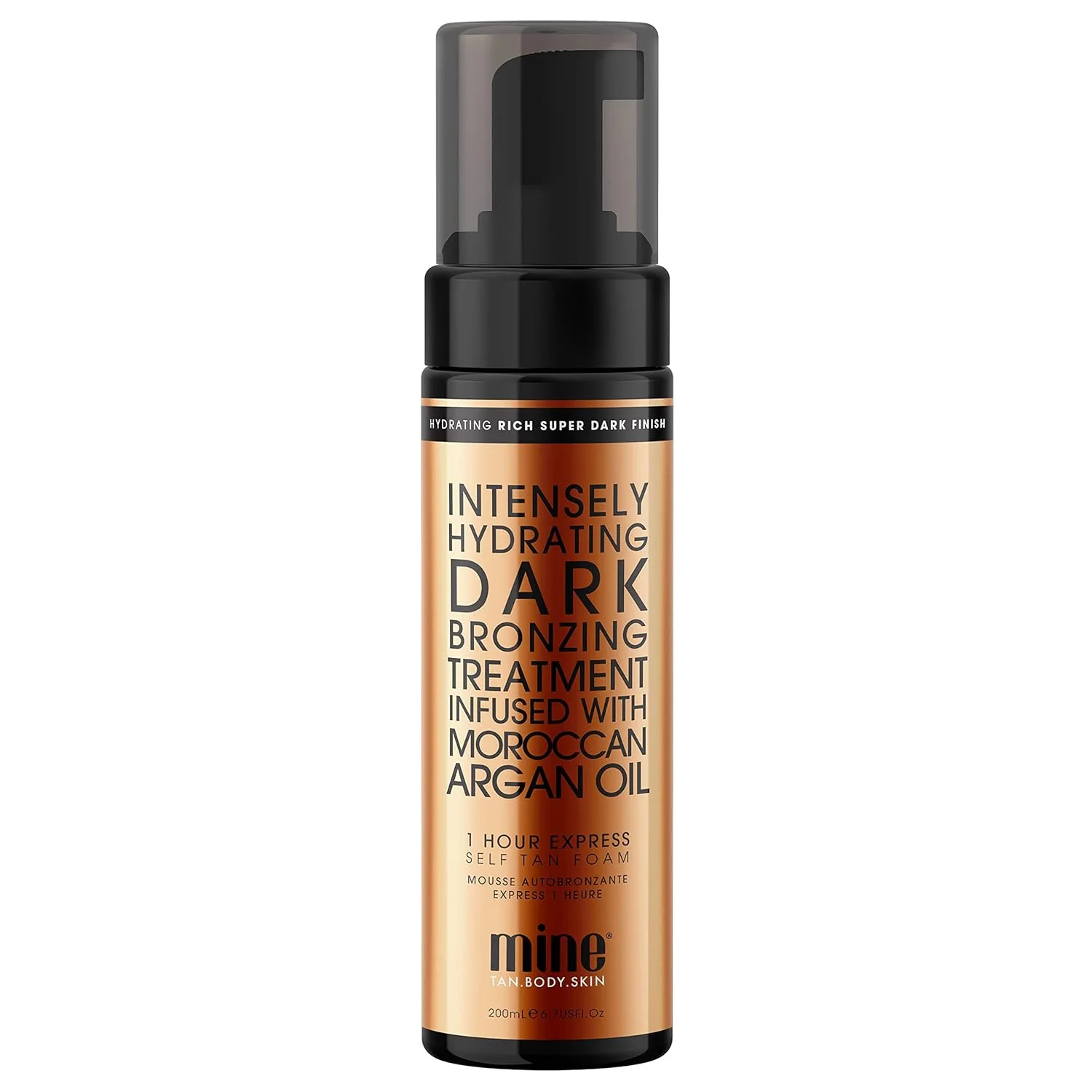 MineTan Moroccan Self Tanner | Delivers a Flawless, Streak-Free Super Dark Brown Finish, Intensely Hydrating Bronzing Treatment Enriched with Argan Oil, No Fake Tan Smell, No Orange Tones, 200ml