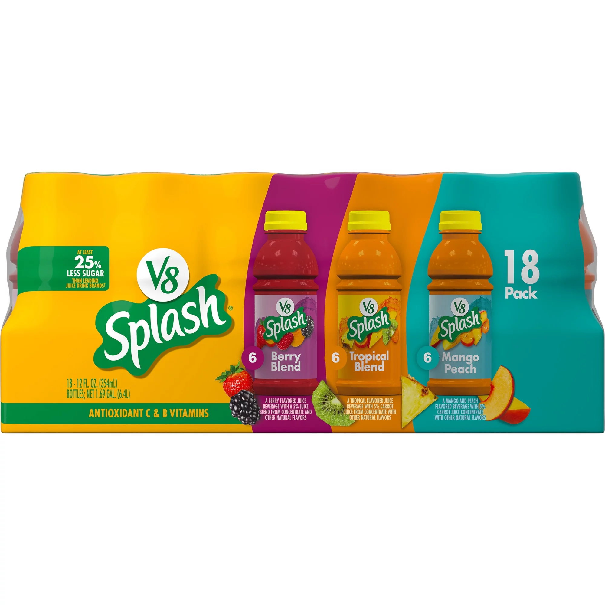 V8 Splash Juice Beverage Variety Pack, 12 Fl oz Bottle (Pack of 18)