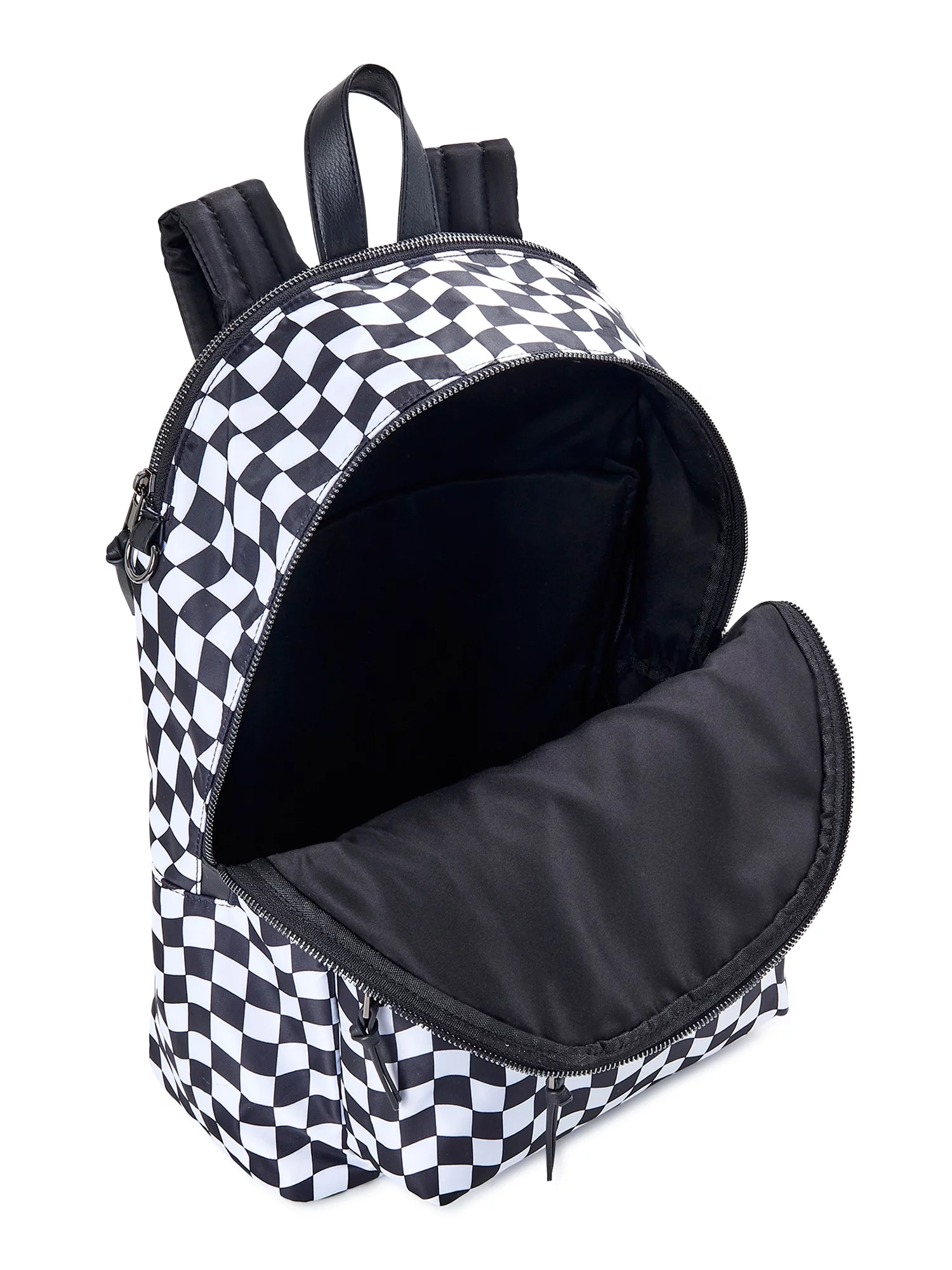 No Boundaries Women's Dome Zip Backpack, Black White Checker