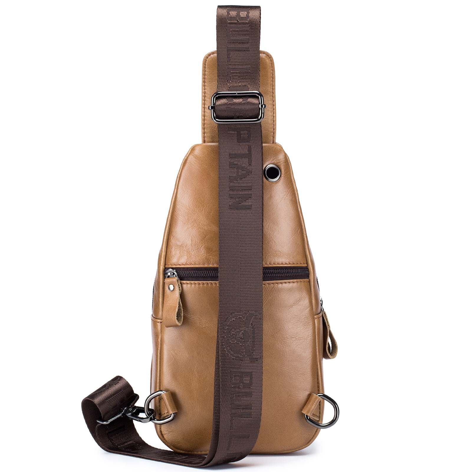 Men's Leather Sling Bag Waterproof Crossbody Pack Chest Shoulder for Hiking Cycling Mountaineering Travelling