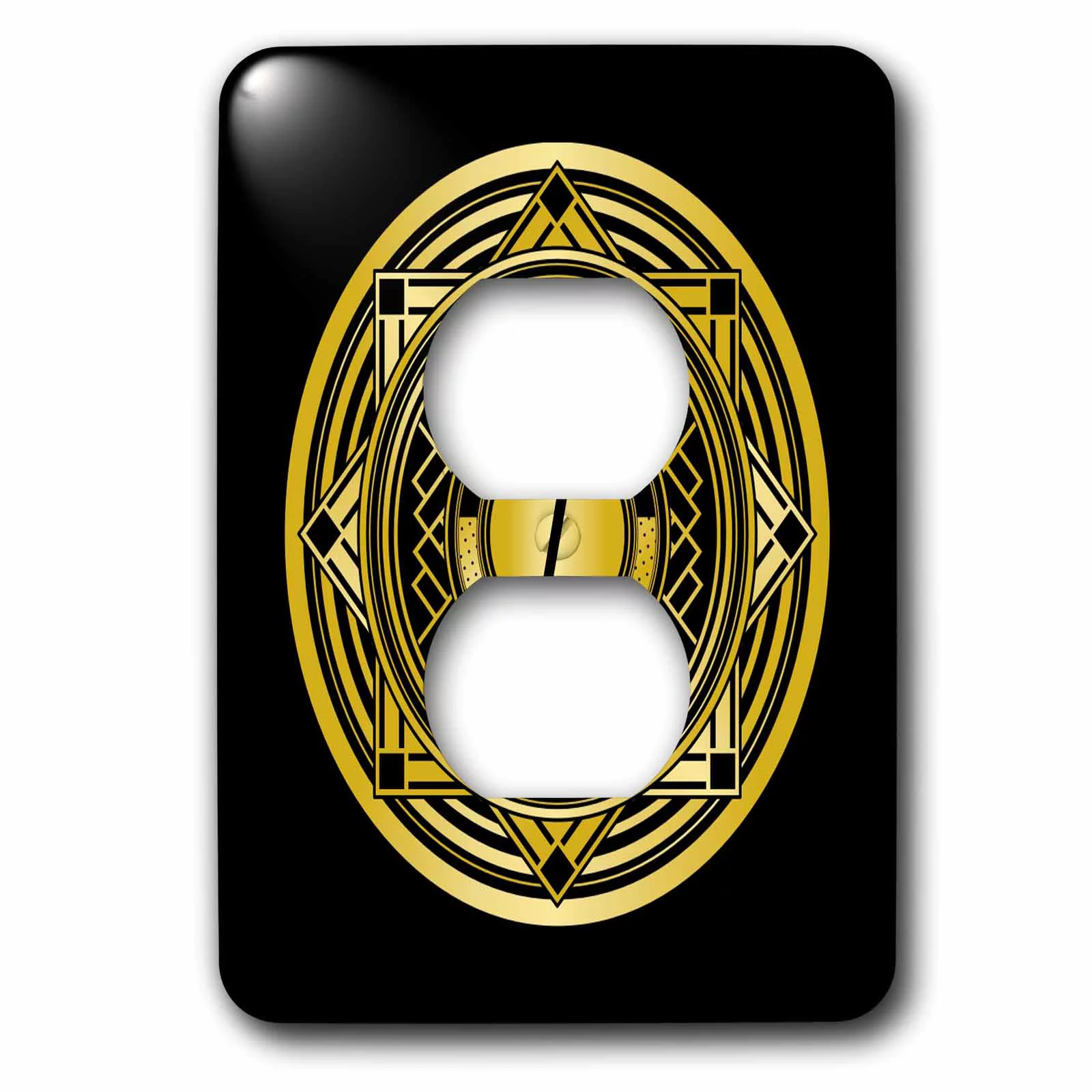 3dRose Letter Z Art Deco Geometric Monogram in Faux Gold and Black - 2 Plug Outlet Cover