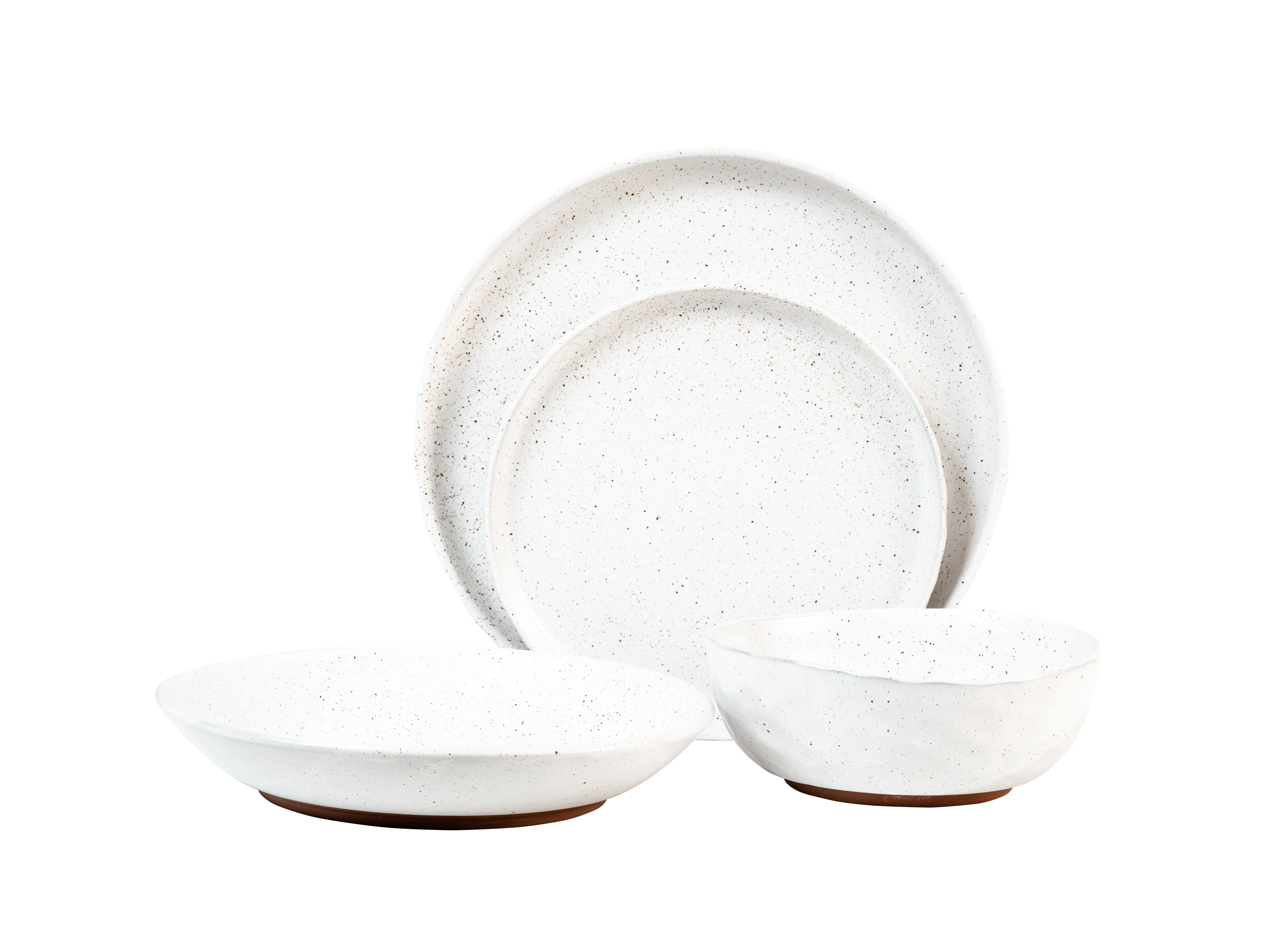 Sango Kaya Teracotta Stoneware Dinnerware Set, 16-Piece Set, White