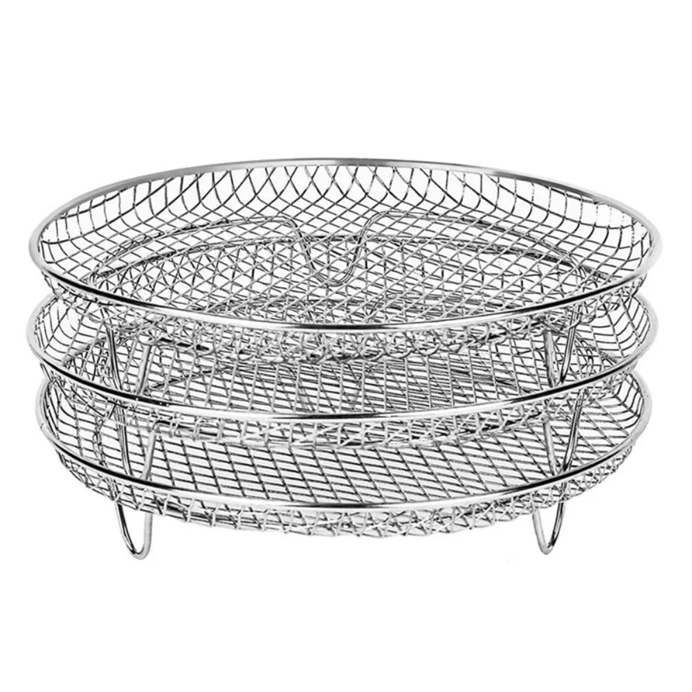 3Pcs Cooling Drying Cookware Fit All Air Fryer Stainless Steel Airfryer Basket Tray Air Fryer Rack Three Stackable Dehydrator Racks