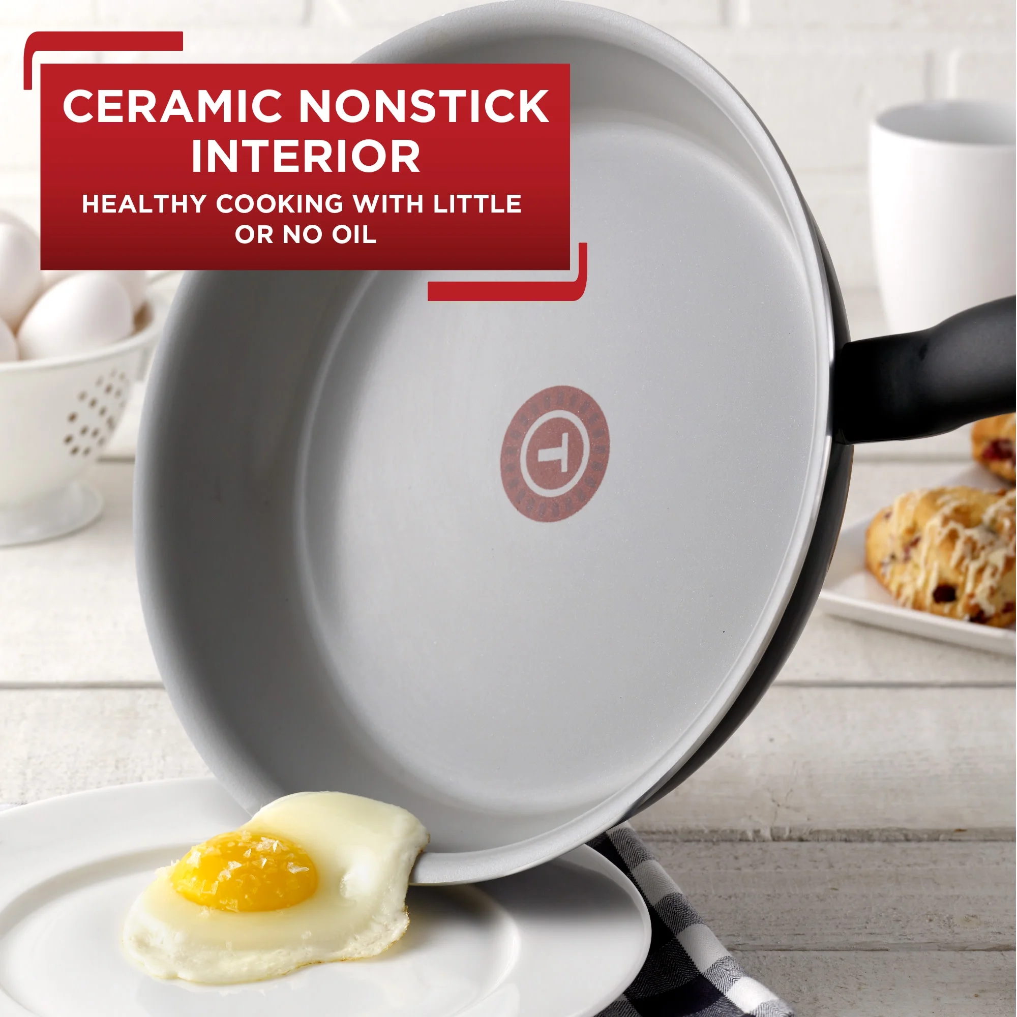 T-Fal Initiatives Ceramic Cookware 14 Piece Set Black