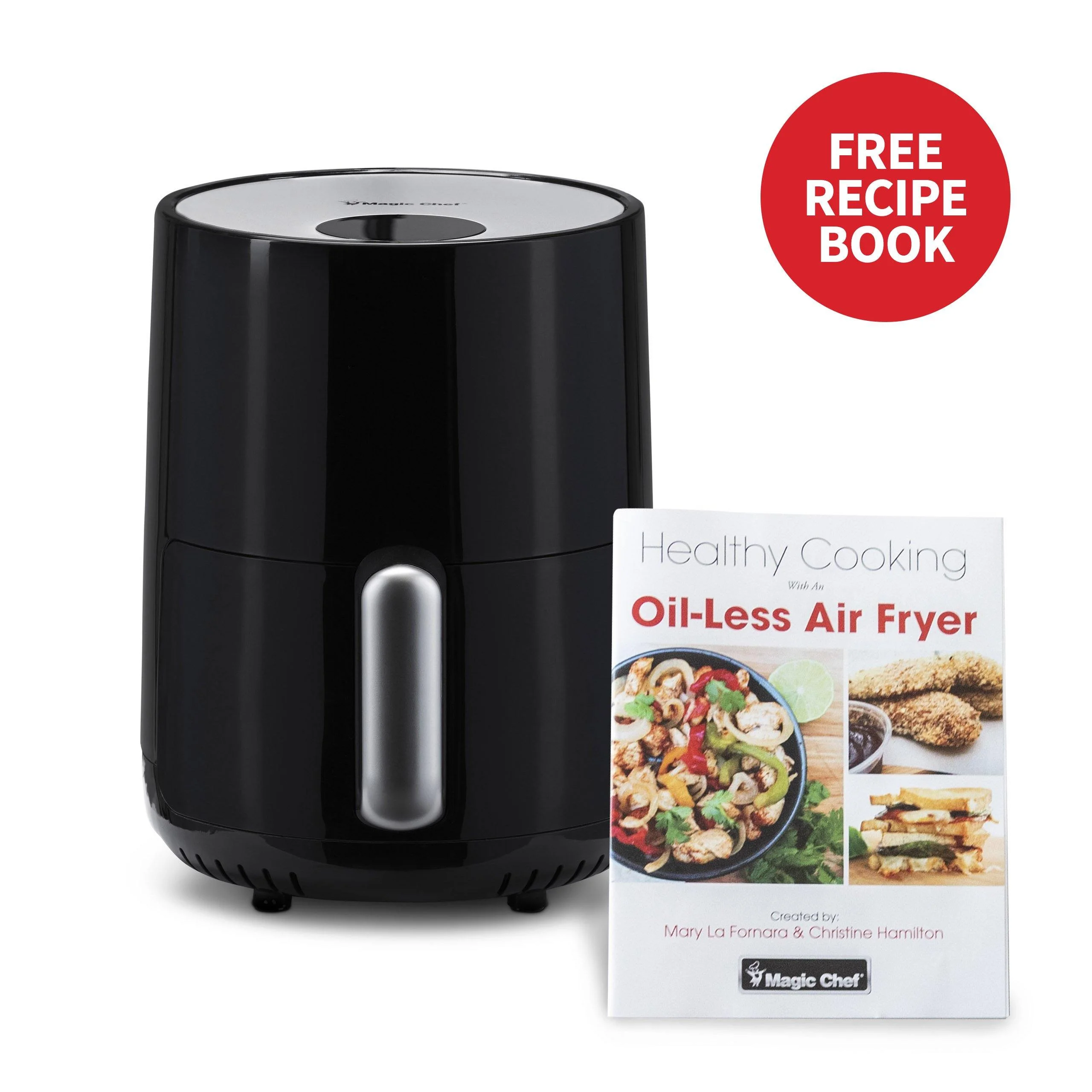 Magic Chef® 1.6 Quart Snack-Sized Compact Digital Air Fryer, Healthy Cooking, Dishwasher Safe Basket with Free Recipe Book - Black