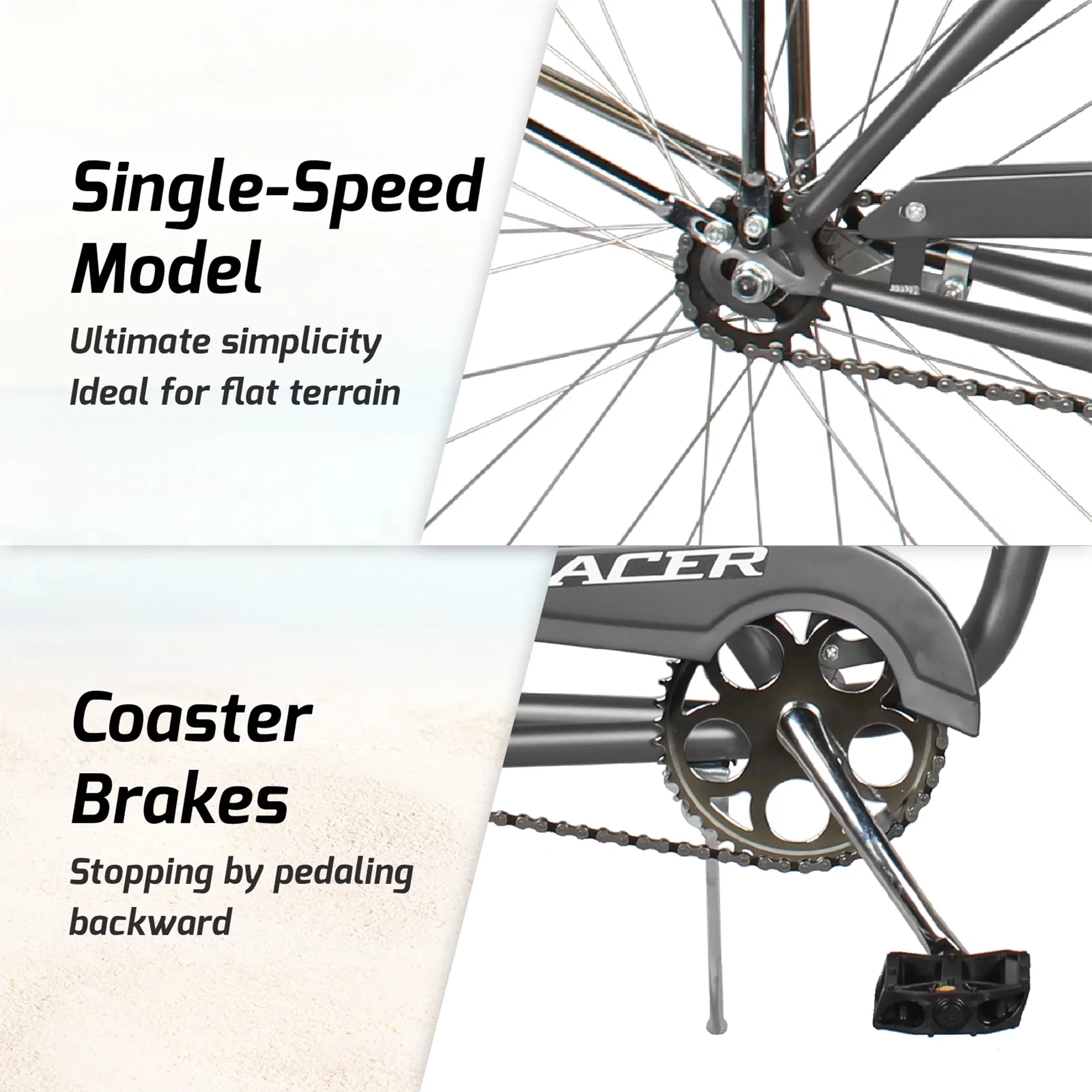 TRACER Taha 26 Inch Beach Cruiser 7 Speed Steel Men's Bicycle, Black