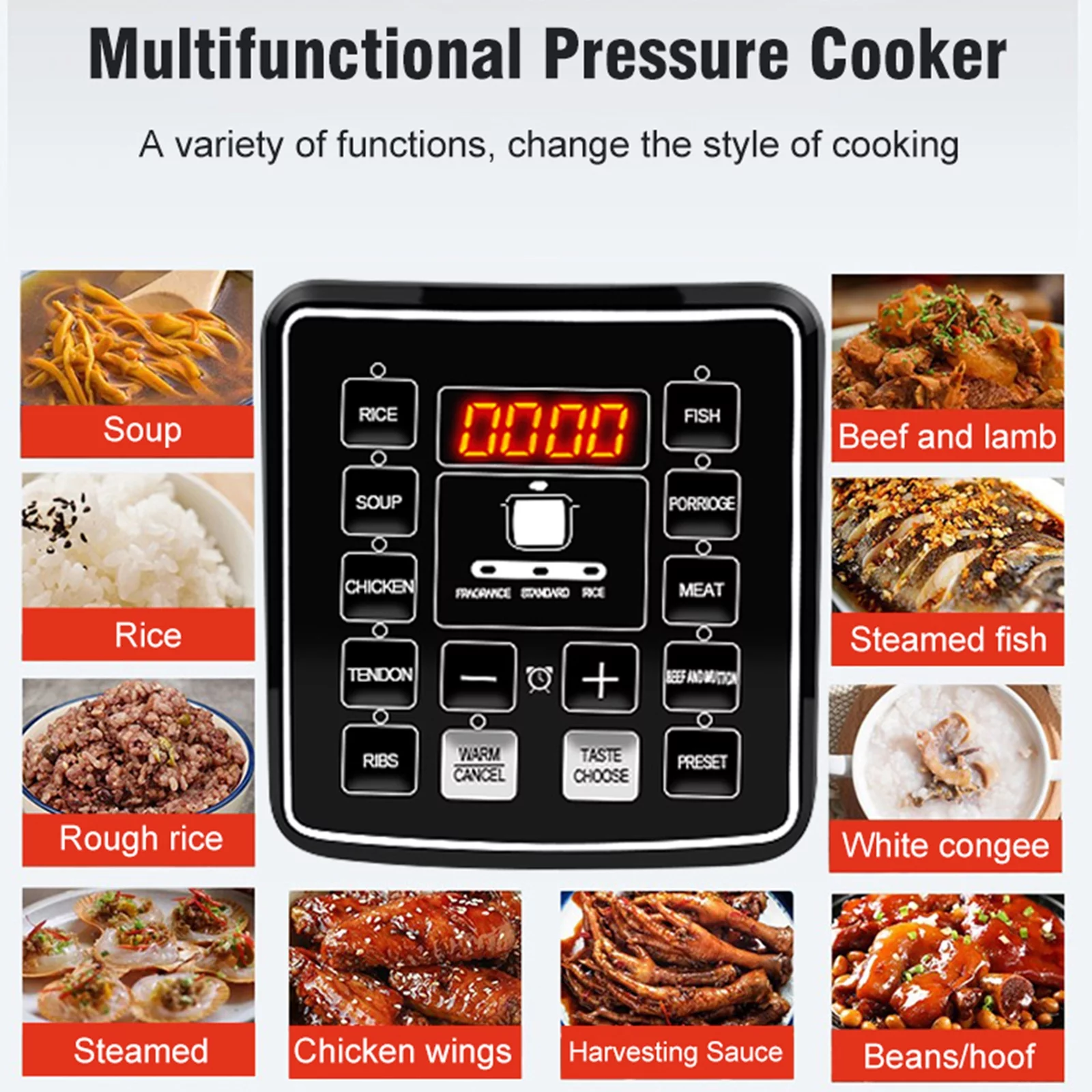 5L Large Capacity Electric Pressure Cooker Multifunctional Household Smart Rice Cooker US 110V