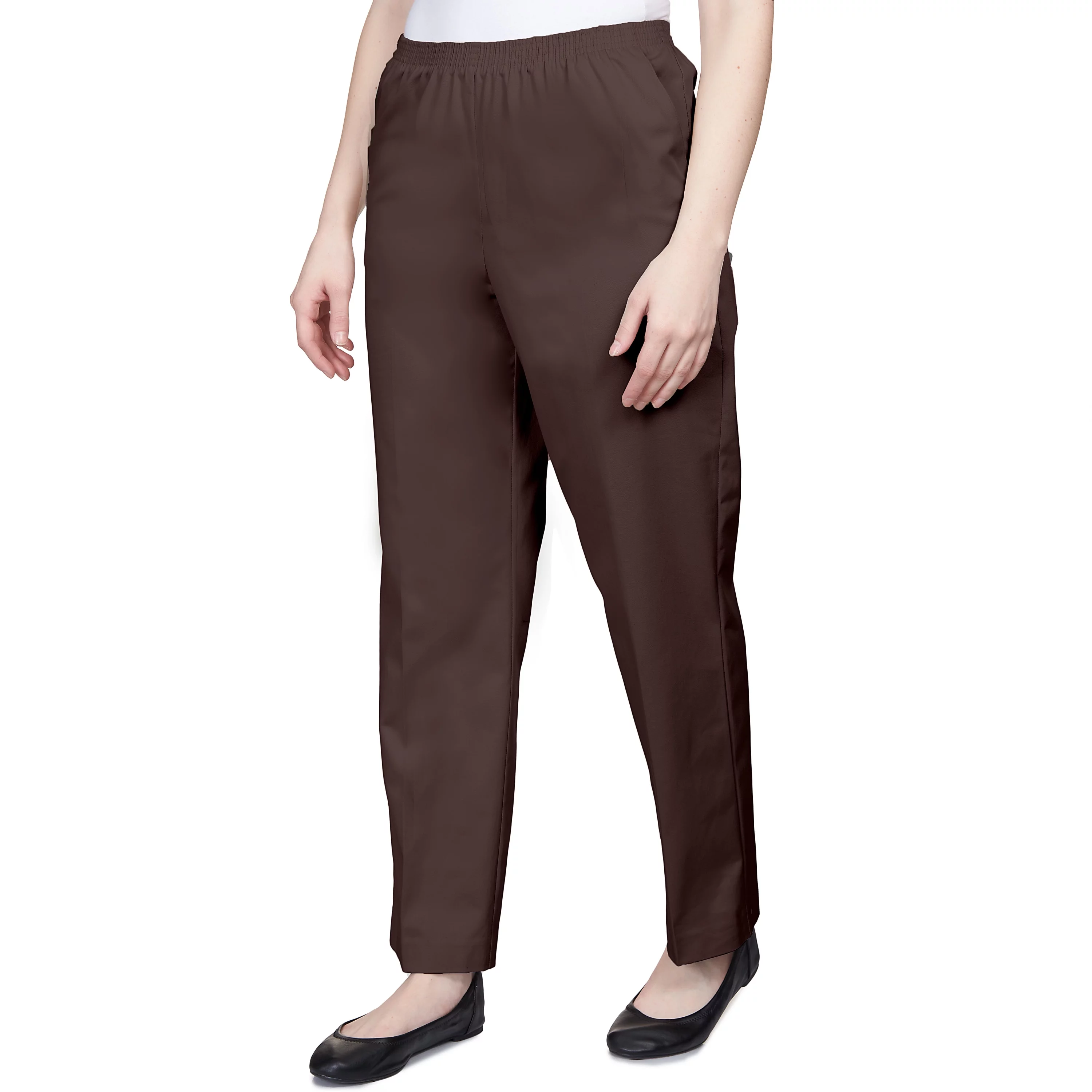 Alfred Dunner Womens  Soft Twill Mid-Rise Regular Fit Straight Leg Regular Length Casual Pant