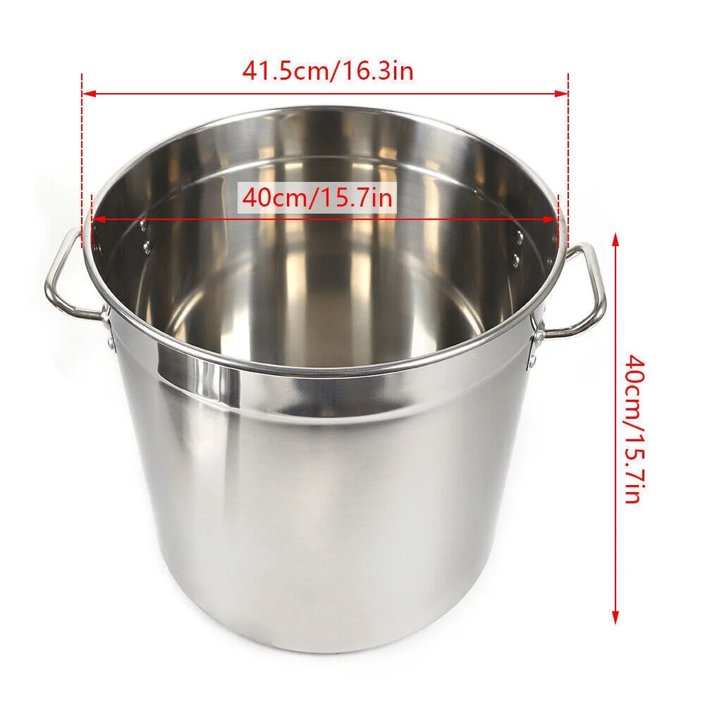 Stock Pot Stainless Steel Large Kitchen Soup Big Cooking Restaurant 35L/9.25Gal