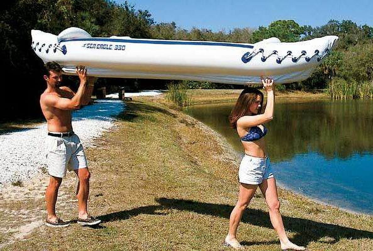 SEA EAGLE 330 Deluxe 2 Person Inflatable Kayak Canoe w/ Paddles & Repair Kit