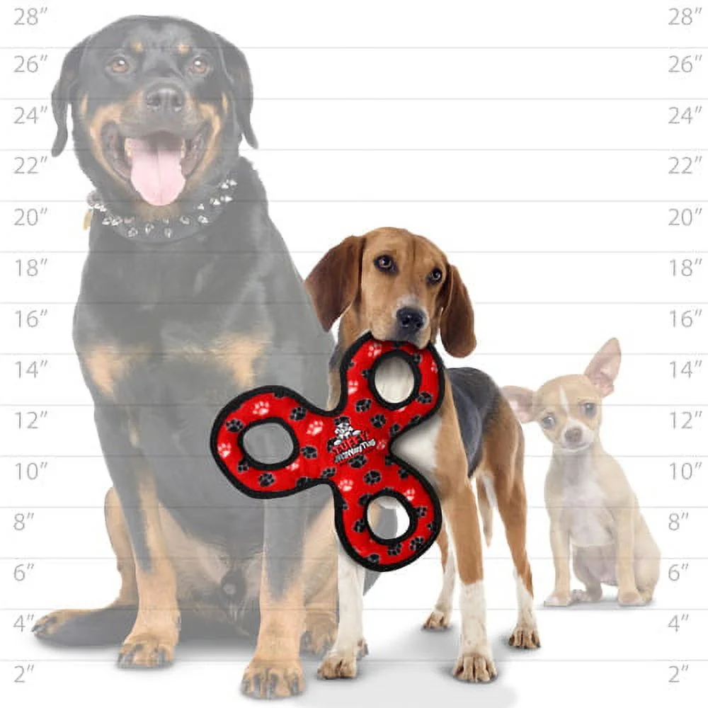 Tuffy Jr 3WayTug Red Paw, 2-Pack Durable Dog Toys