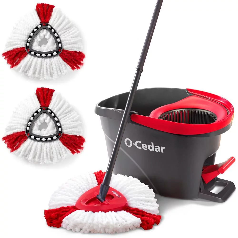 EasyWring Microfiber Spin Mop And Bucket Floor Cleaning System With 2 Extra Power Refills
