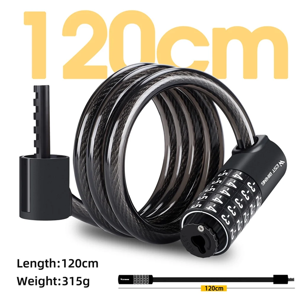 Bike Locks,Coiled Cable Lock Bike Locks Lock Resettable Combination Lock Cable Lock Ebike Lock Lock Cable 5 Resettable Combination Lock -theft Coiled Lock - Coiled