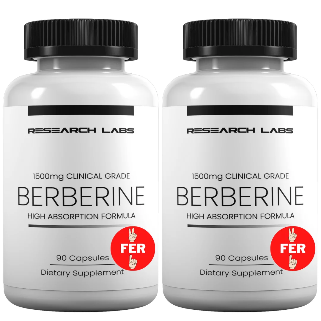 Research Labs 1500mg Clinical Grade Berberine High Absorption Formula & BerberQuil™ Support 180 Capsules- Blood Sugar Support Supplement