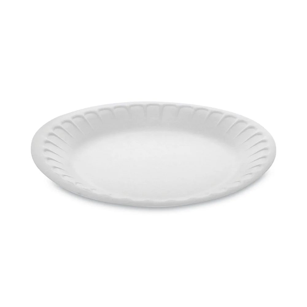 Pactiv Corp. YTH100070000 7 in. Diameter Unlaminated Foam Dinnerware Plate - White (900/Carton)