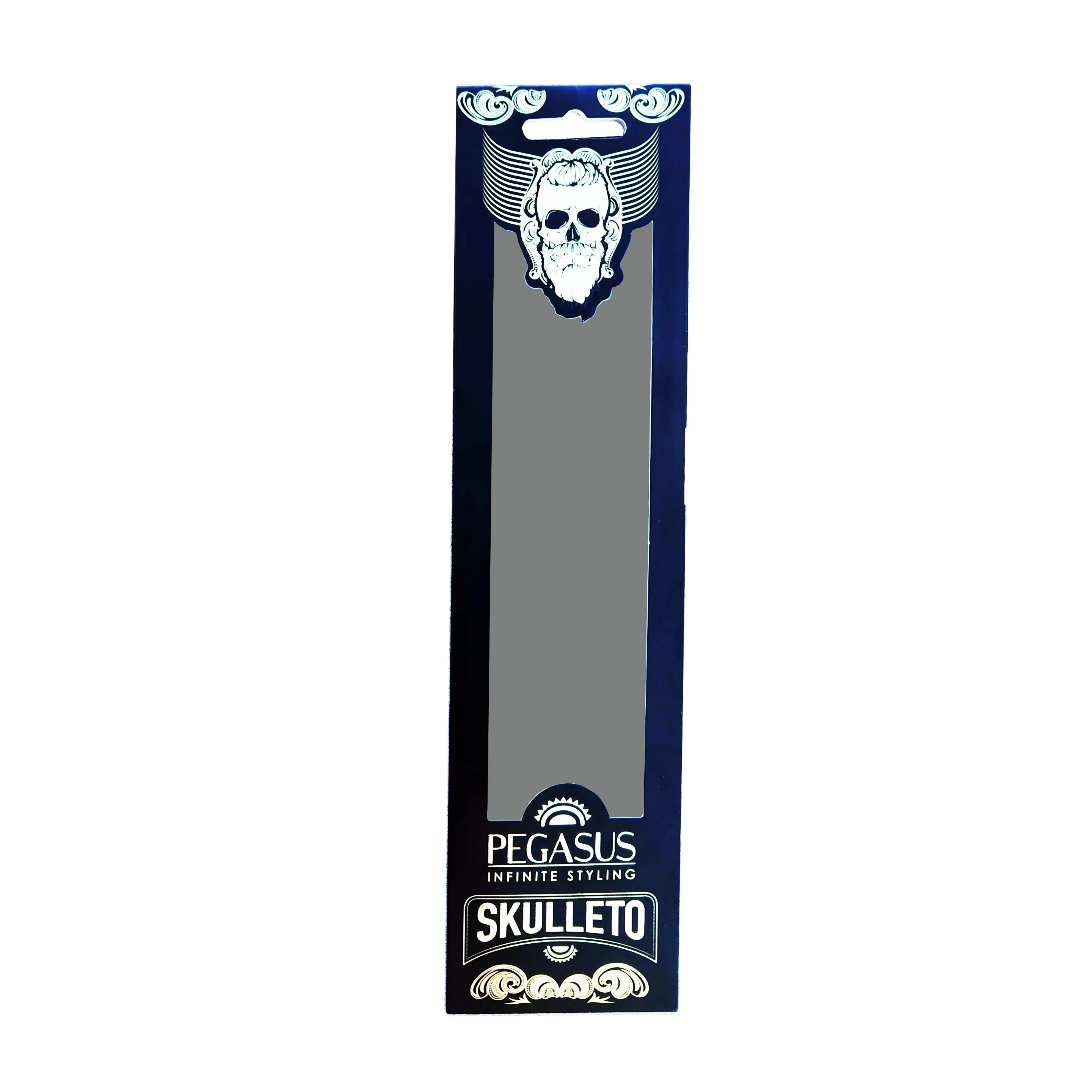 Pegasus Skulleto 302, 7in Hard Rubber Extra Fine Tooth Barber Comb, Seamless, Smooth Edges, Anti Static, Heat & Chemically Resistant, Wet Hair, Everyday Grooming Comb | Peines de goma dura - Silver