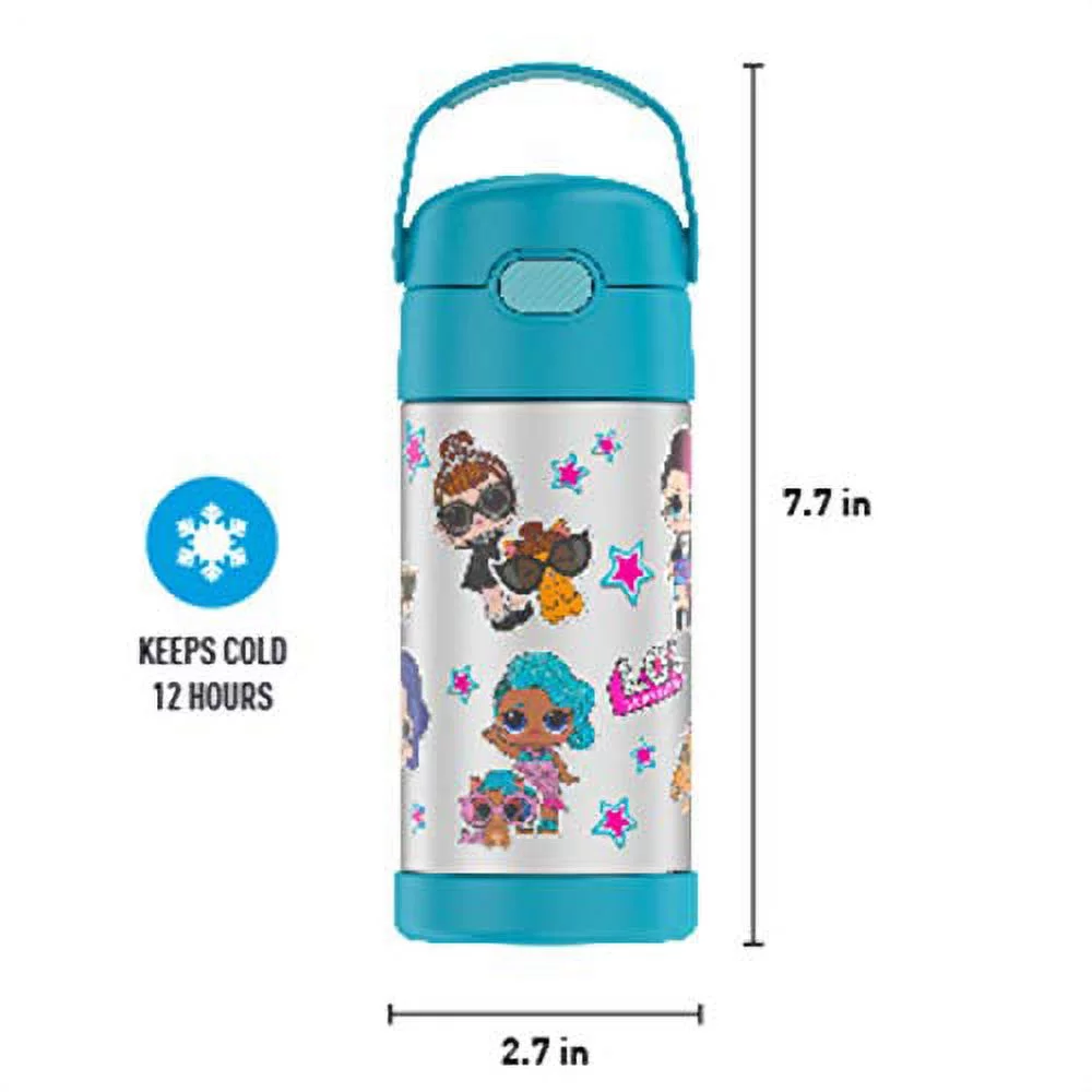 Thermos Funtainer 12 Ounce Stainless Steel Vacuum Insulated Kids Straw Bottle Baby Shark