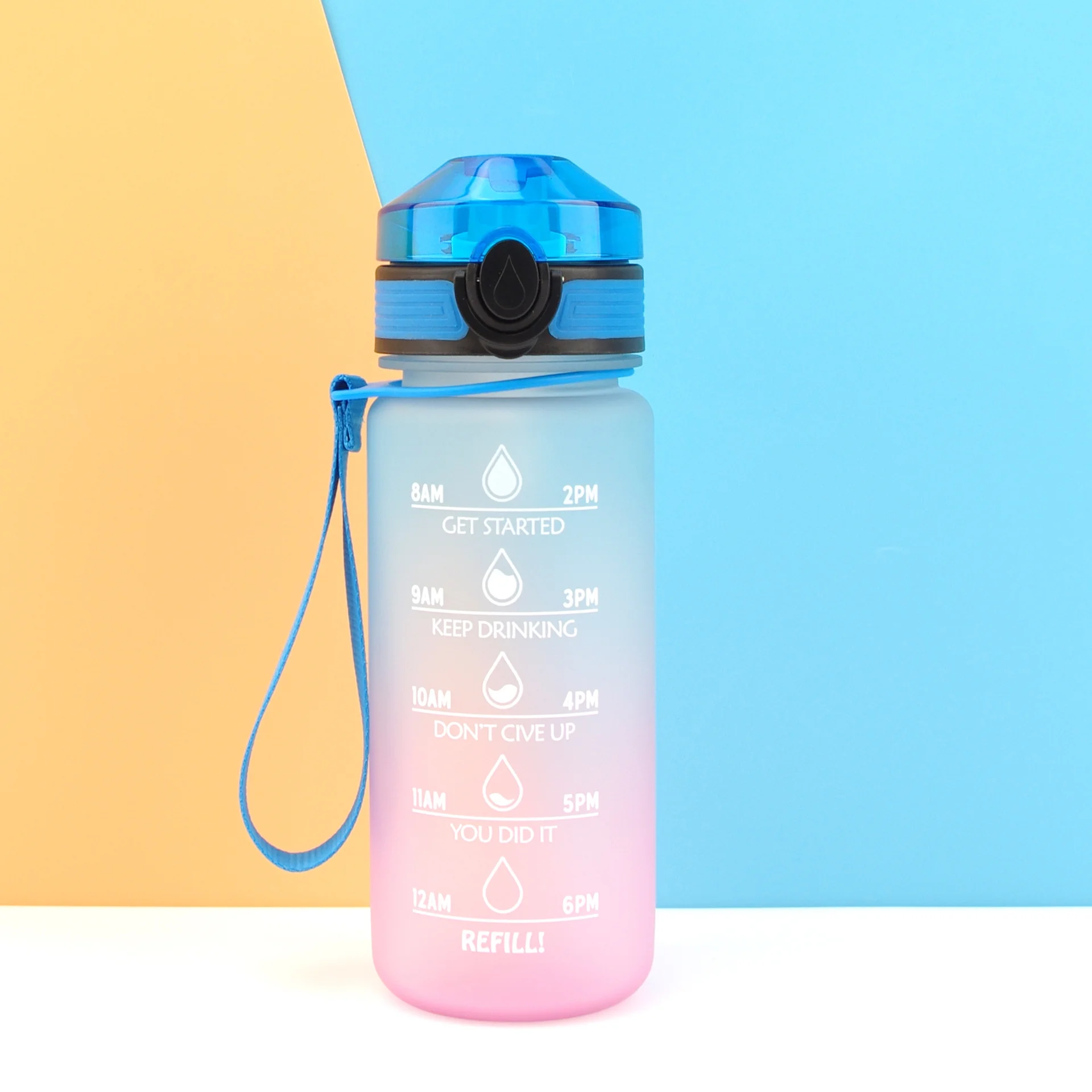 27 oz Water Bottle with Time Marker, Carry Strap, Leak Free Tritan bpa ensures you drink enough water for fitness, gym, camping, outdoor sports