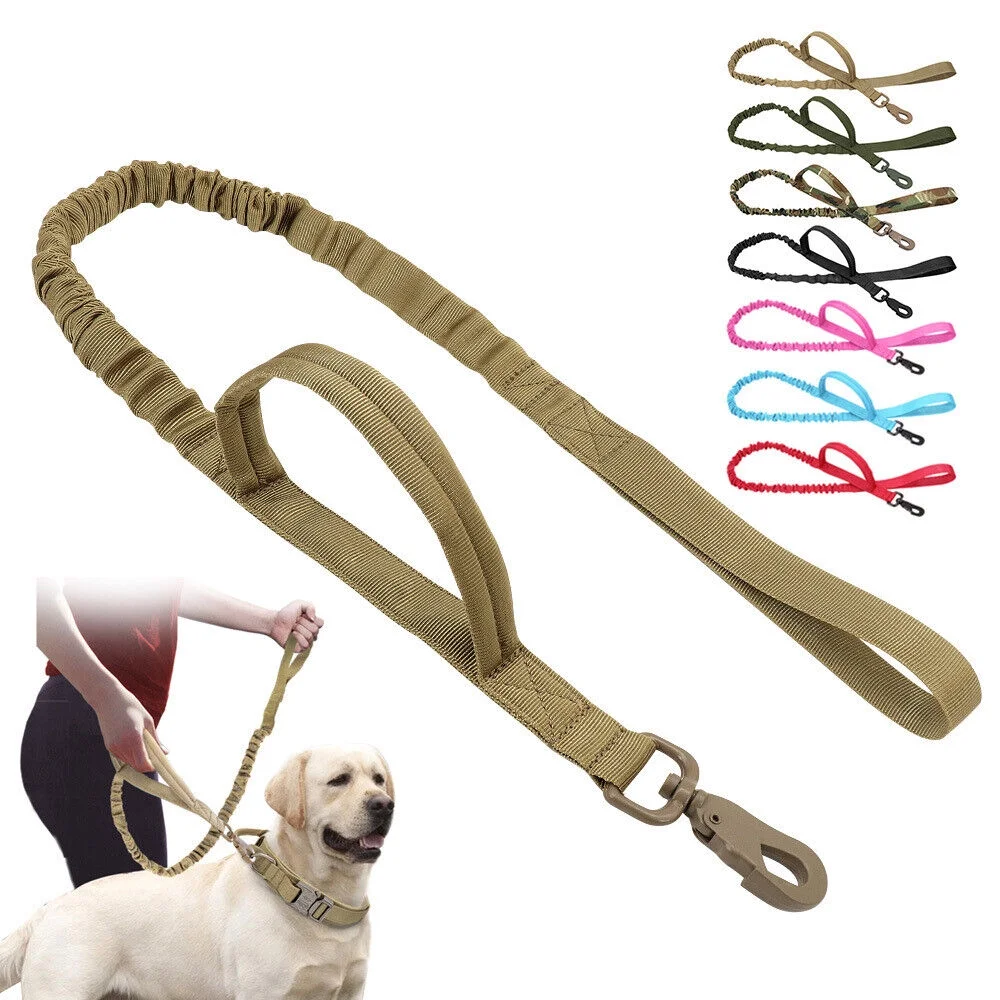 Tactical Dog Leash No Pull Elastic Strap Durable Pet Training Traction Rope Lead