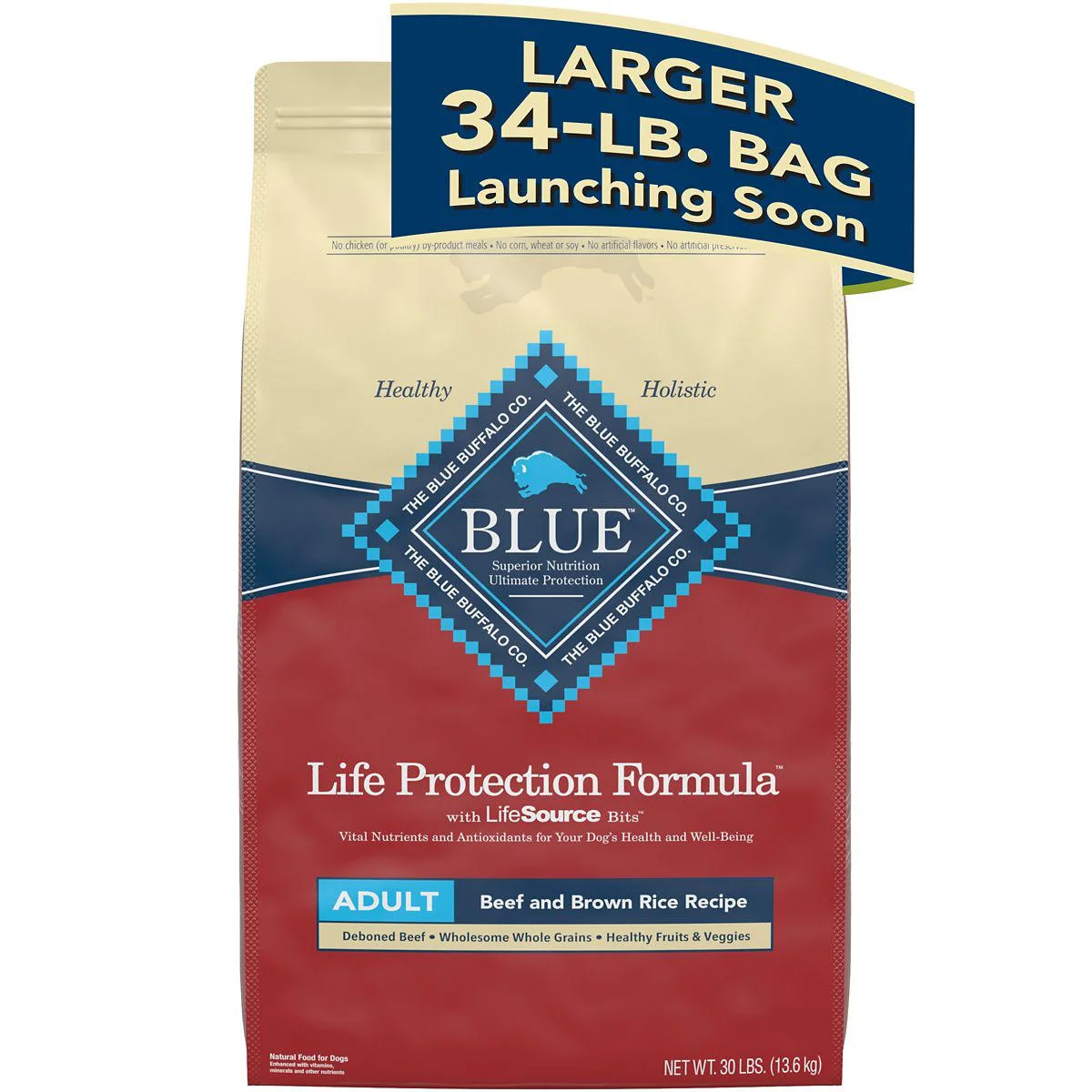 Blue Buffalo Life Protection Formula Natural Adult Dry Dog Food, Beef and Brown Rice