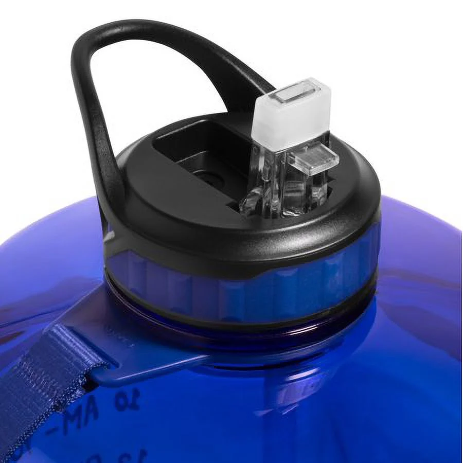 HydroMATE Gallon (128oz) Straw Motivational Water Bottle with Time Marker Large BPA Free Jug with Handle Reusable Bottle Time Marked to Drink More Water Daily Fitness Workout Sports (Blue)