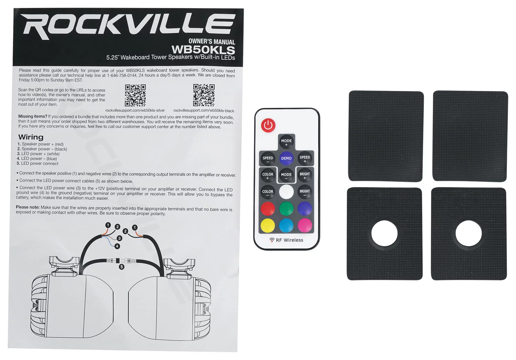 (4) Rockville WB50KLS BLACK 5.25