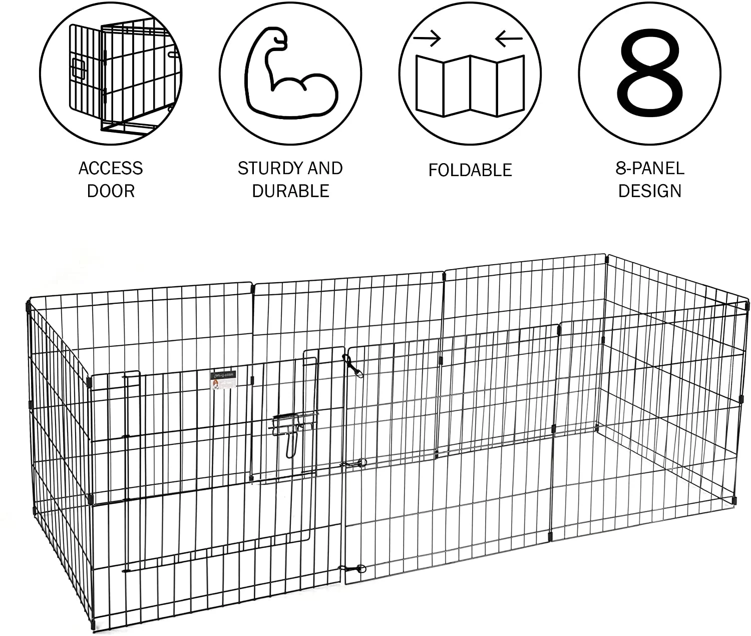 Puppy Playpen Collection ? Foldable Metal Exercise Enclosure ?? Eight 24x30-Inch Panels ?? Indoor/Outdoor Pen with Gate for Dogs, Cats or Small Animals by Petmaker