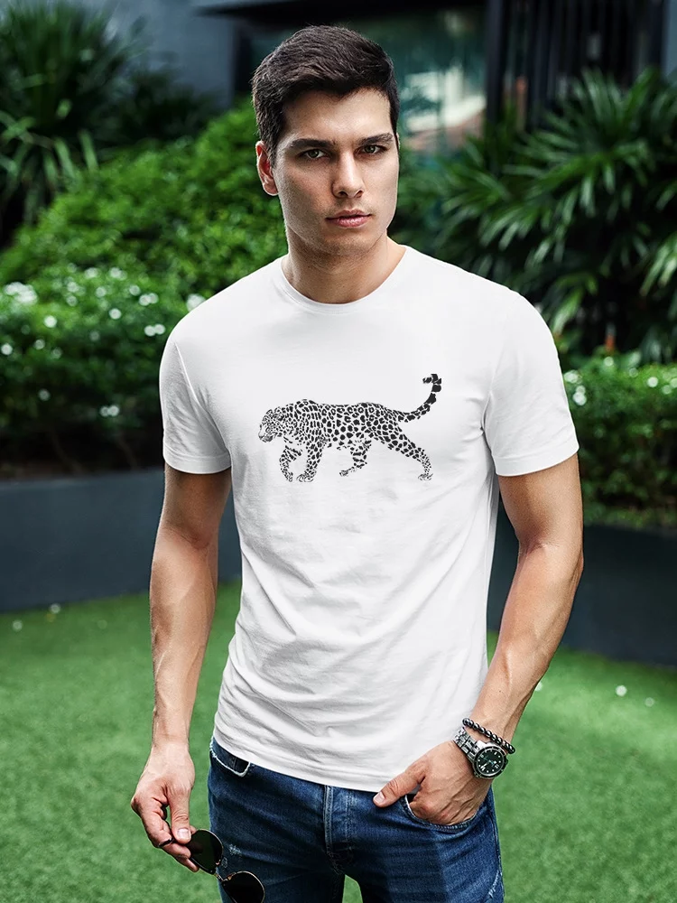 Sketch Of Walking Leopard T-Shirt Men -Image by Shutterstock, Male Large