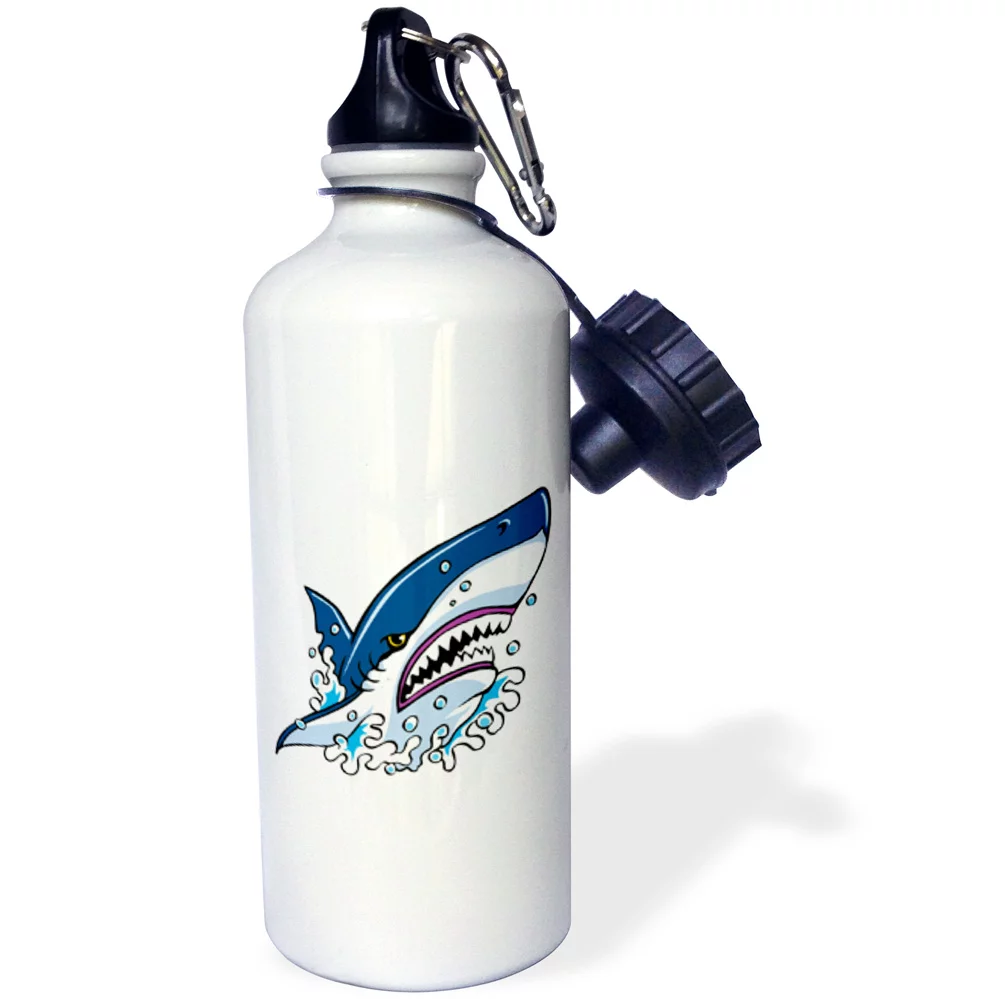 3dRose Shark with Open Jaws Leaping from Water - Water Bottle, 21-ounce
