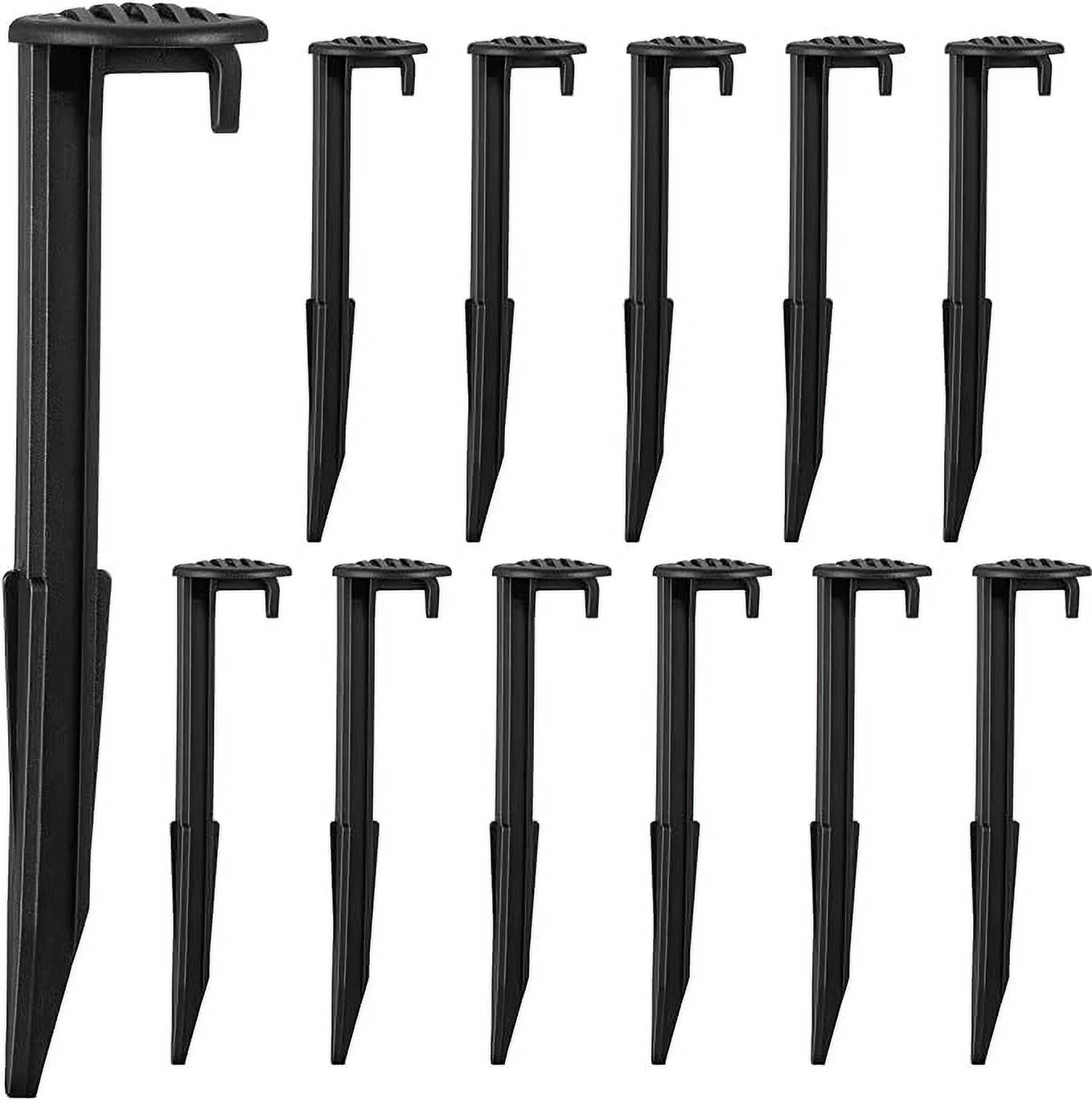 Inflatable Plastic Stakes 5.7 Inch Heavy Duty Tent Stakes Replacement Yard Ground Lawn Black Gardening Pegs Spike Hook for Halloween Christmas Holiday Inflatables Garden Decorations (12 Pieces)